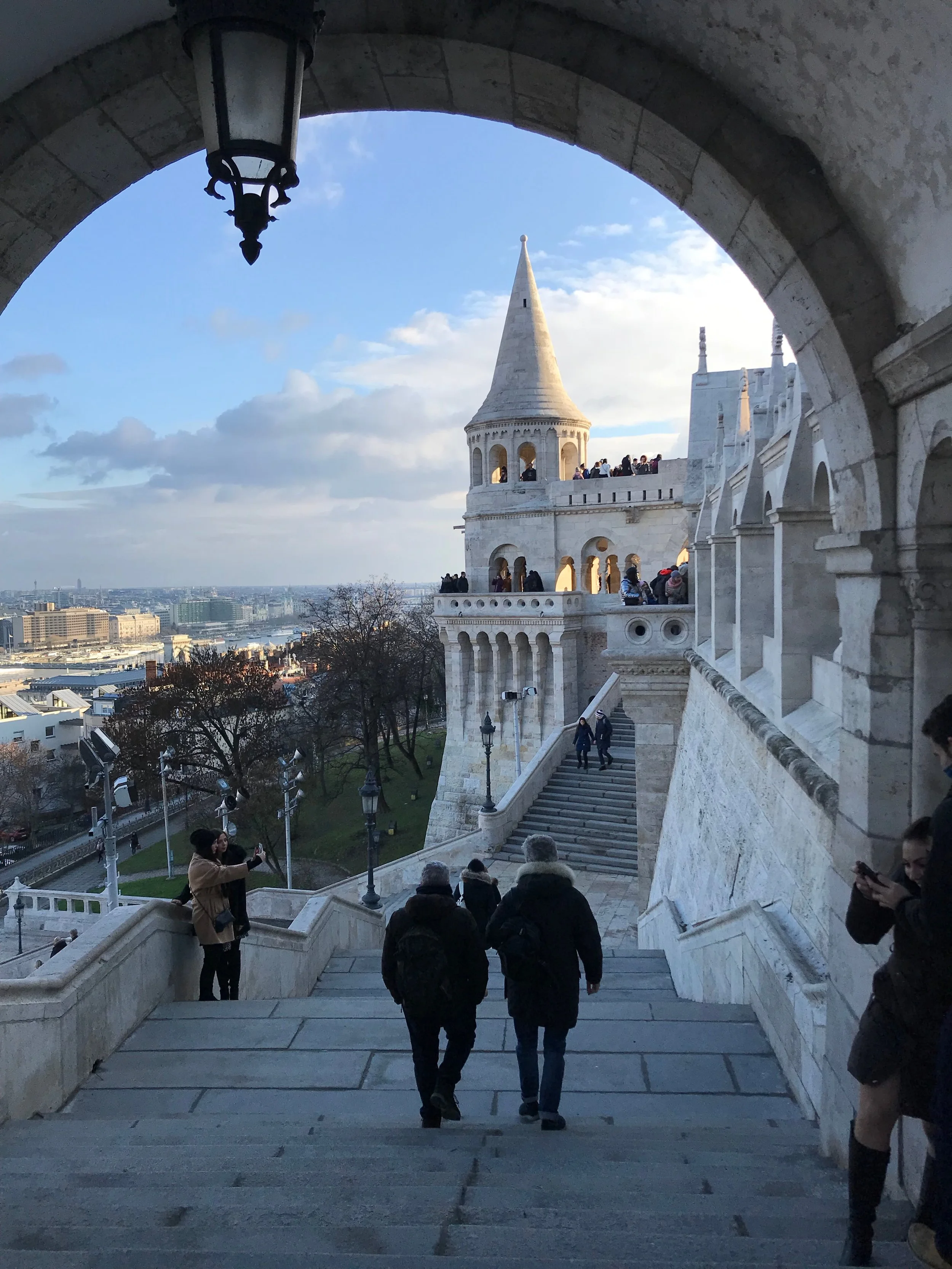 A view of the city from the steps leading up to, or down from (depending which way you’re going!) Fisherman’s Bastion