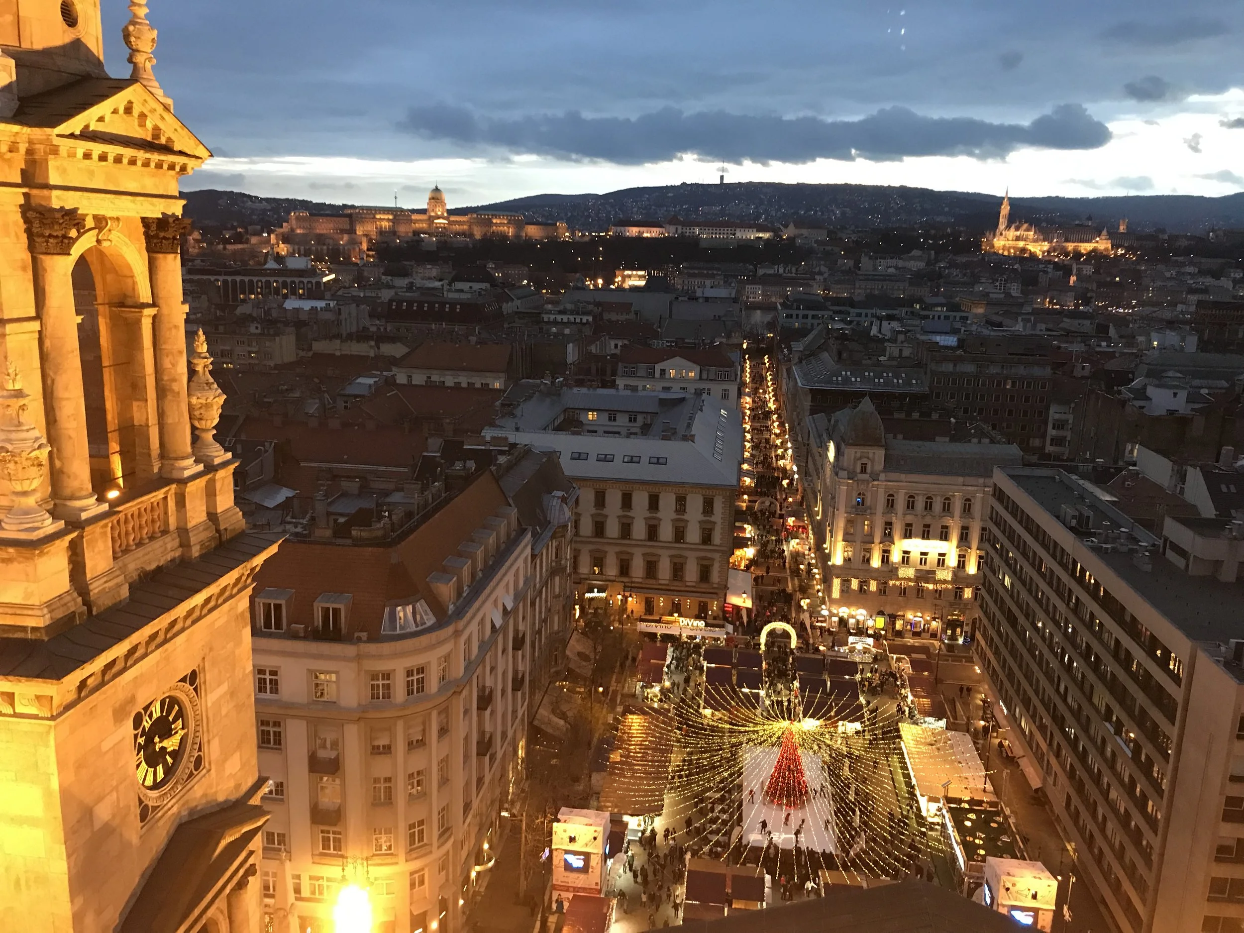 View across Pest towards Buda from the dome of the Basilica of St Stephen