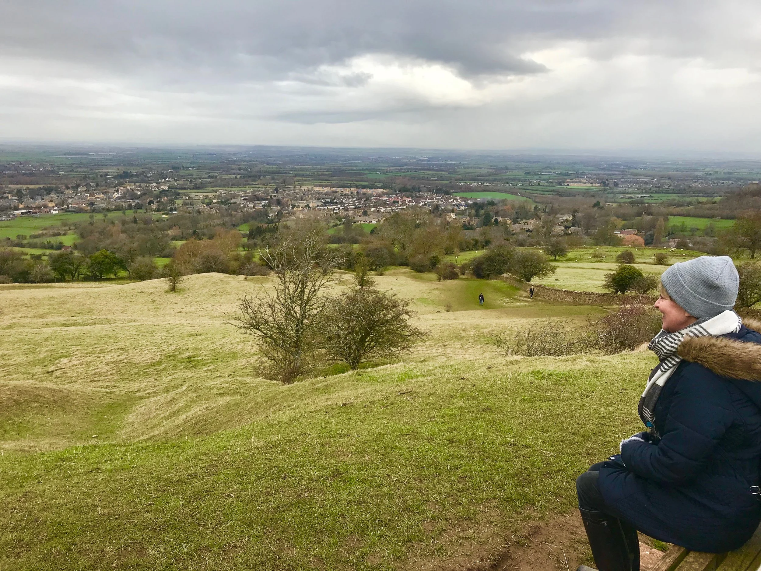 Admiring the view of the village before setting off downhill