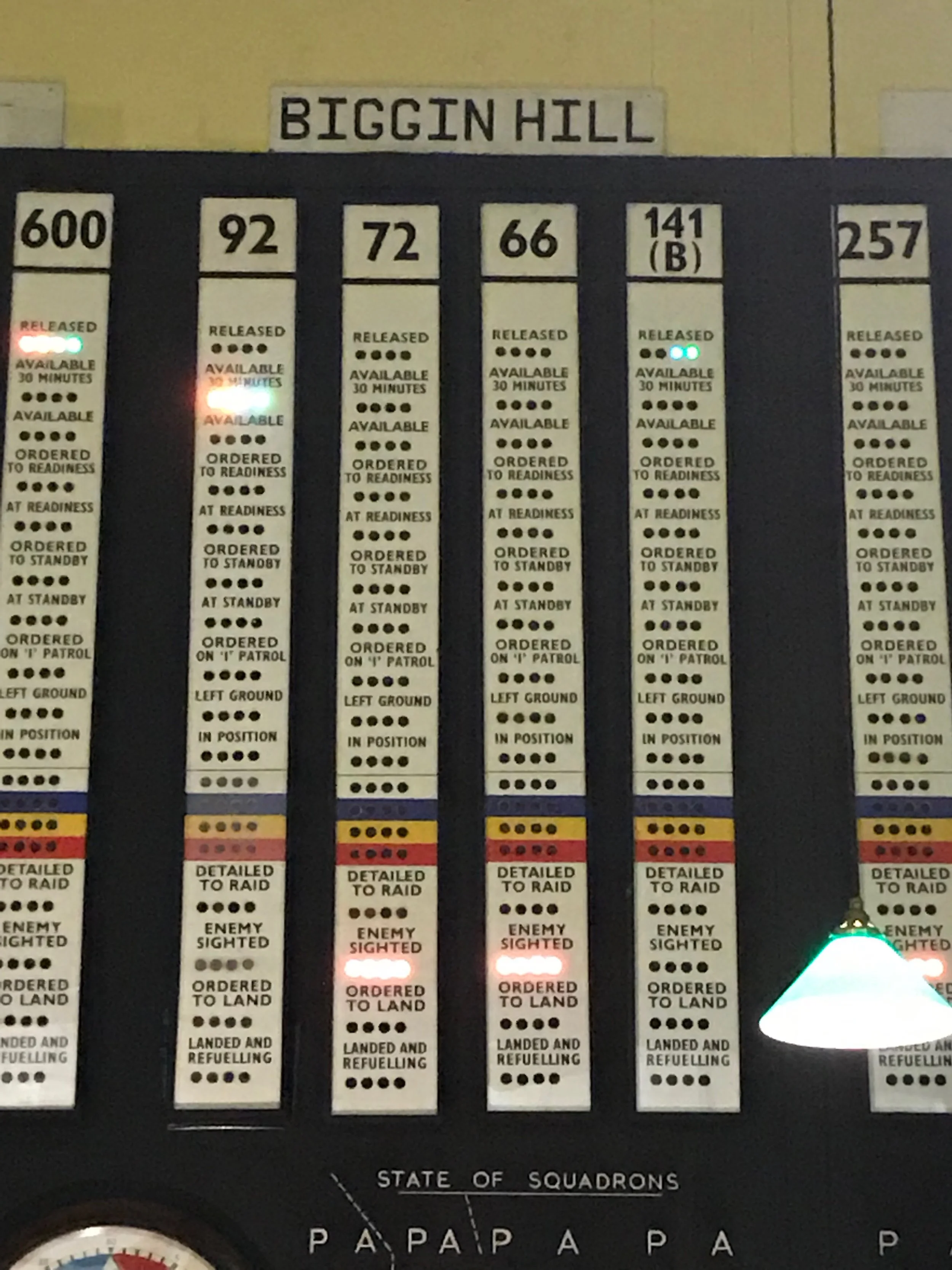 The status of each aircraft and crew was shown by a series of coloured lights