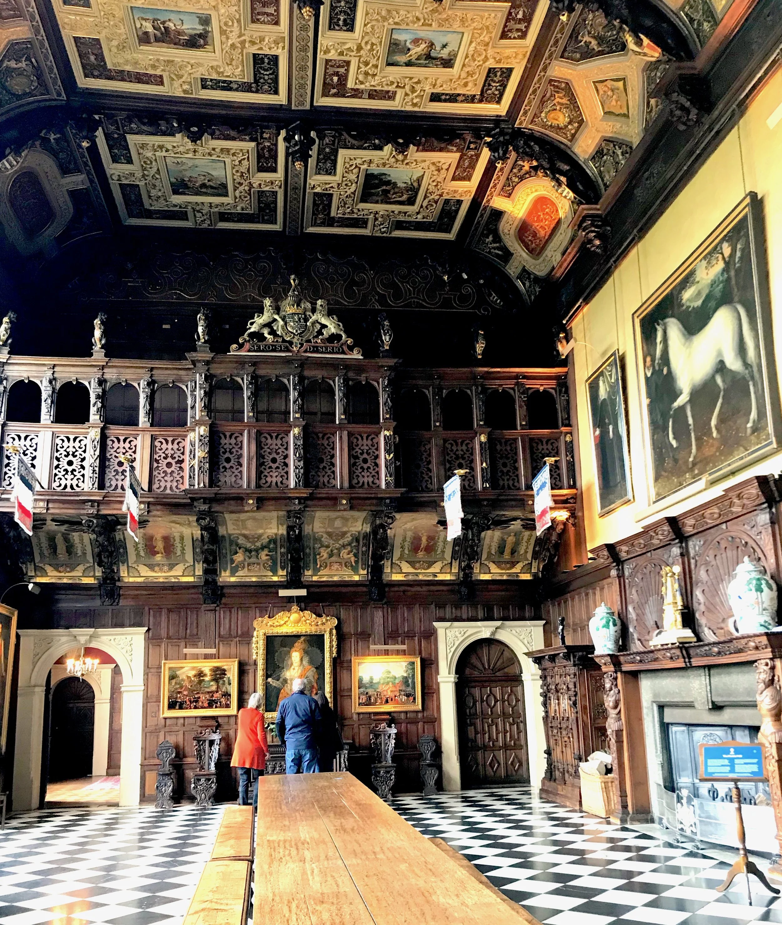 The famous Rainbow Portrait of Queen Elizabeth presides over the imposing Marble Hall