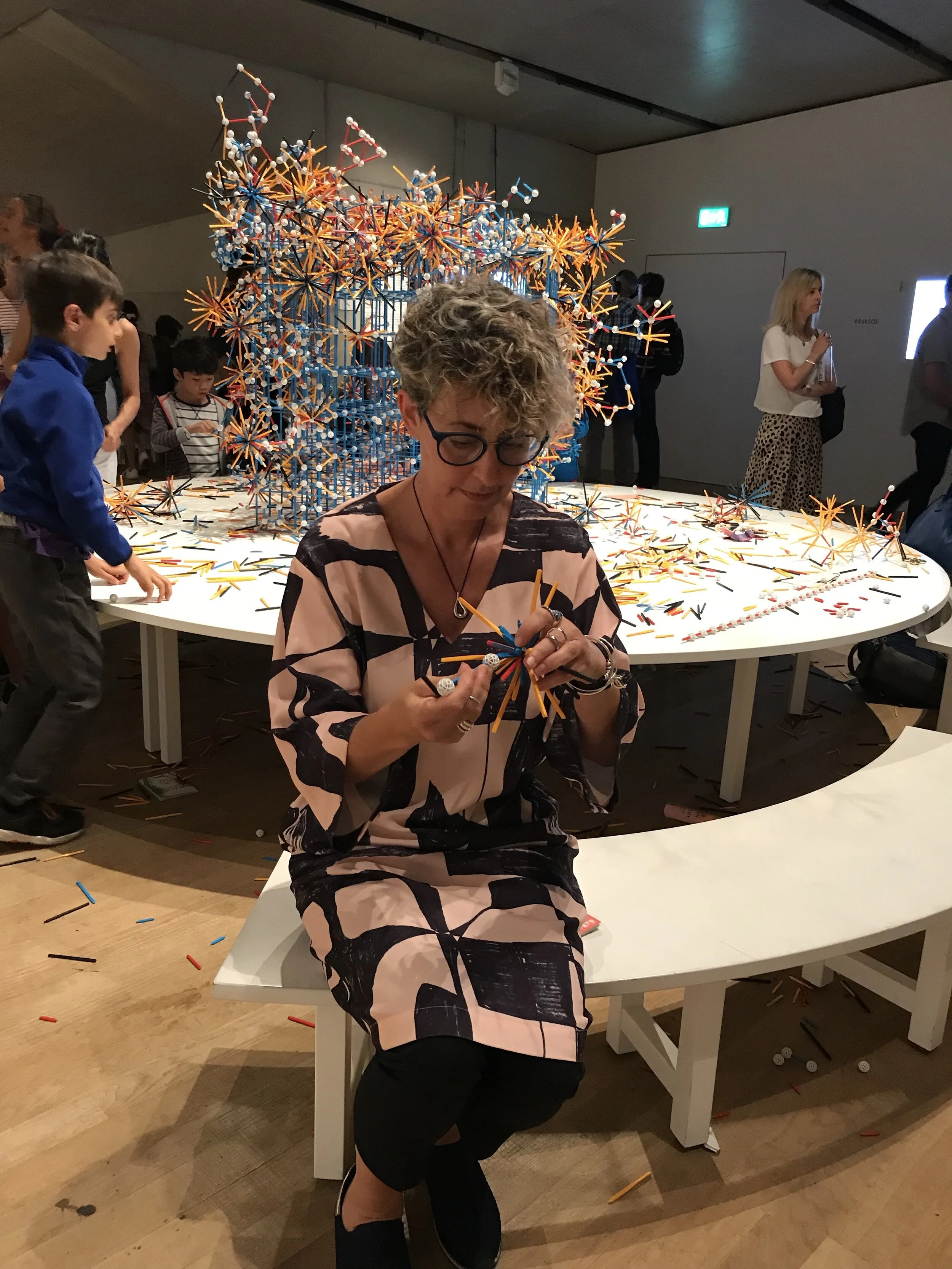 The collaborative efforts of visitors - including, in this case, one rather cack-handed one- create different structures each day