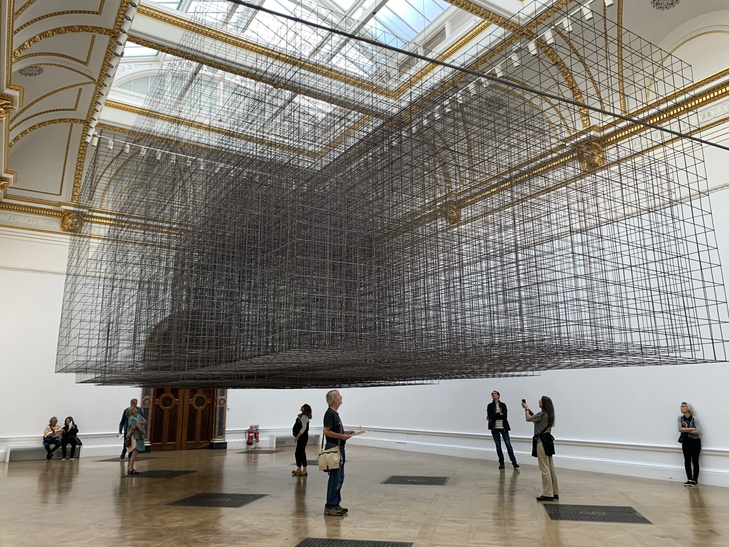 Matrix III is a gigantic suspended steel mesh labyrinth that Gormley designed especially for the largest of the Royal Academy galleries