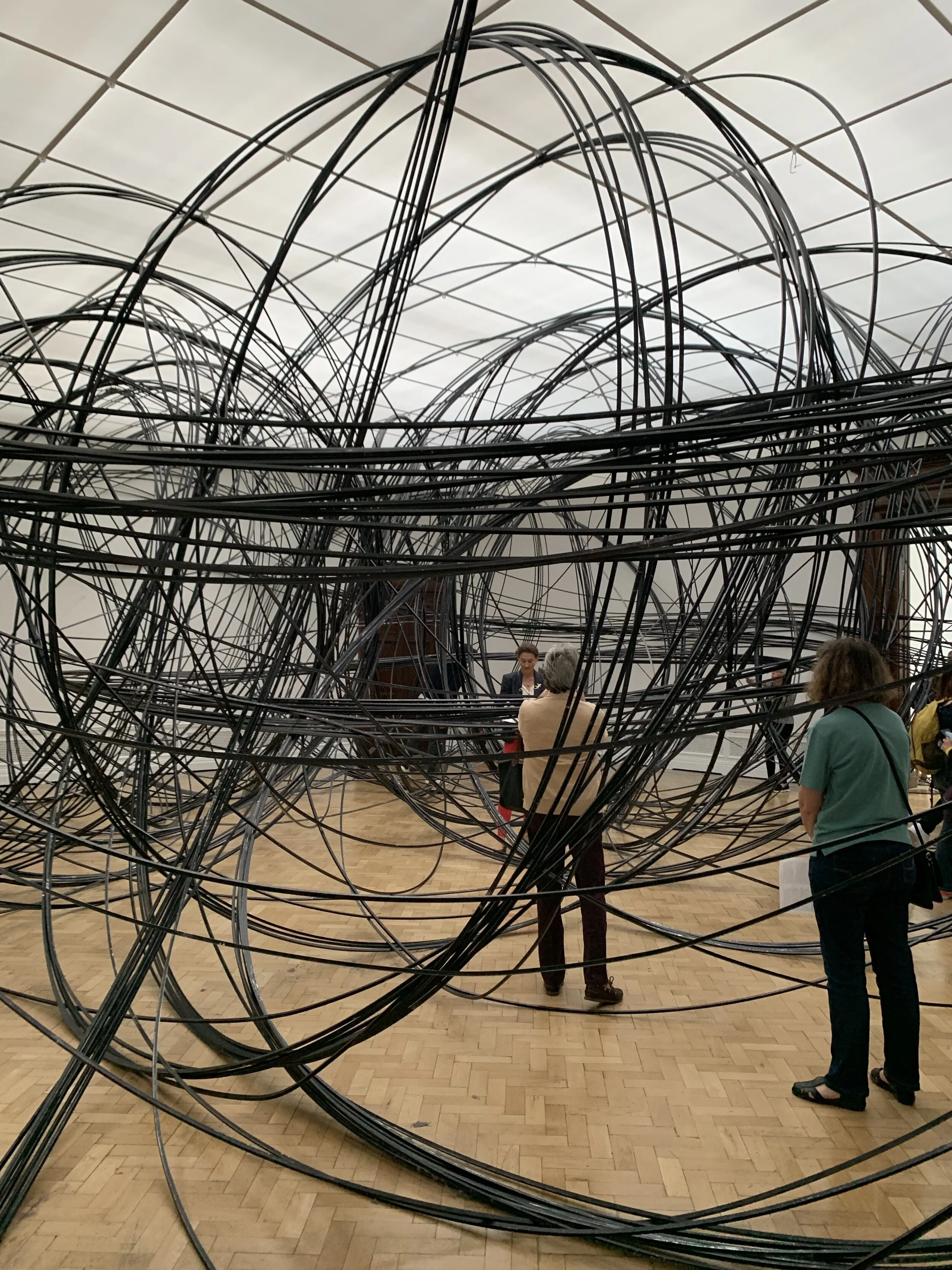 Gormley describes the mass of coiled aluminium tube that makes up Clearing VII as ‘drawing in space’