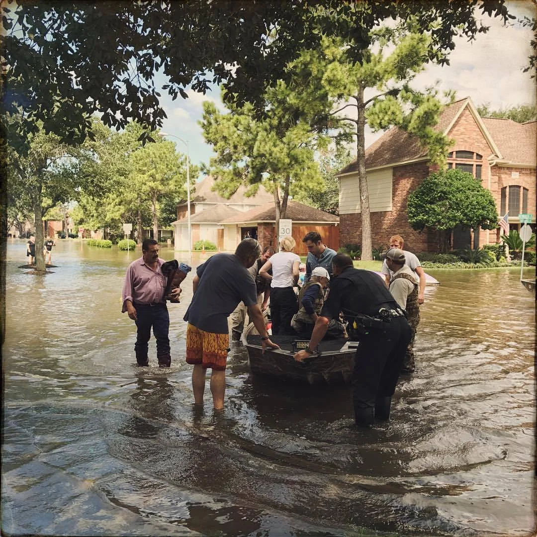 August 30, 2017From today's everyday climate change post: On the 12 year anniversary of #hurricane #katrina I find myself back in the #gulfofmexico and seeing the #aftermath of hurricane #harvey in a city transformed beyond anything it has ever known. Much of it has become an extension of the gulf following the storm. Search and rescue teams are still saving people who are stranded in abandoned homes-on my boat we must have taken out no less than 20 people and a stranded cat. As a nearby levy is teetering on the brink of overflowing the concern is palpable here-the waters rose about 6 inches while I was in the boat. On the positive side of things the spirit here is amazing and the dedication of the rescuers so admirable. It's going to take a long time to recover and the first thing to bring that about is keeping people's spirits up because there is a tremendously long road ahead. #texas #climatechange #climatechangeisreal