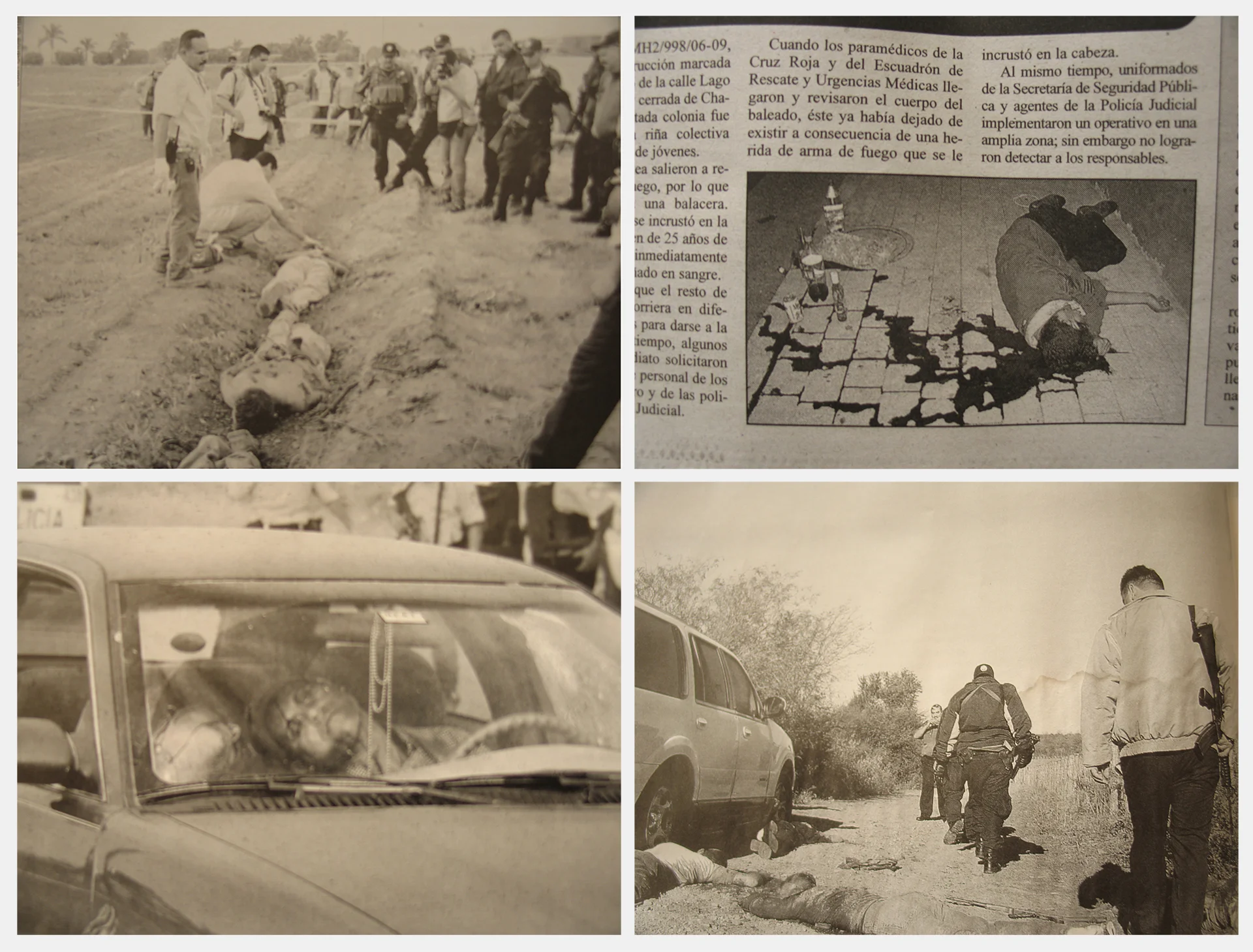 Newspaper clippings of the daily violence in Mexico.