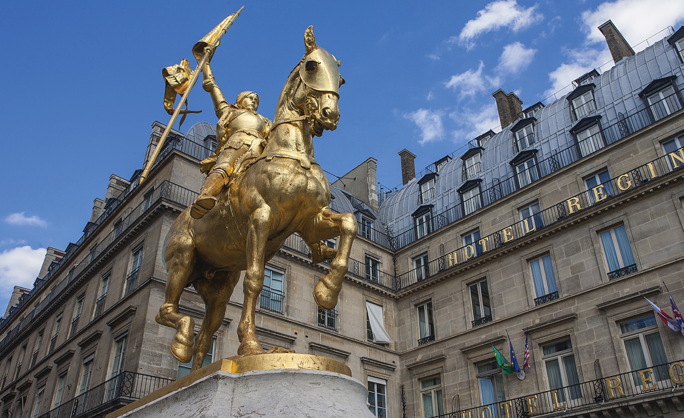A monument of St. Joan of Arc, the national heroine of France.