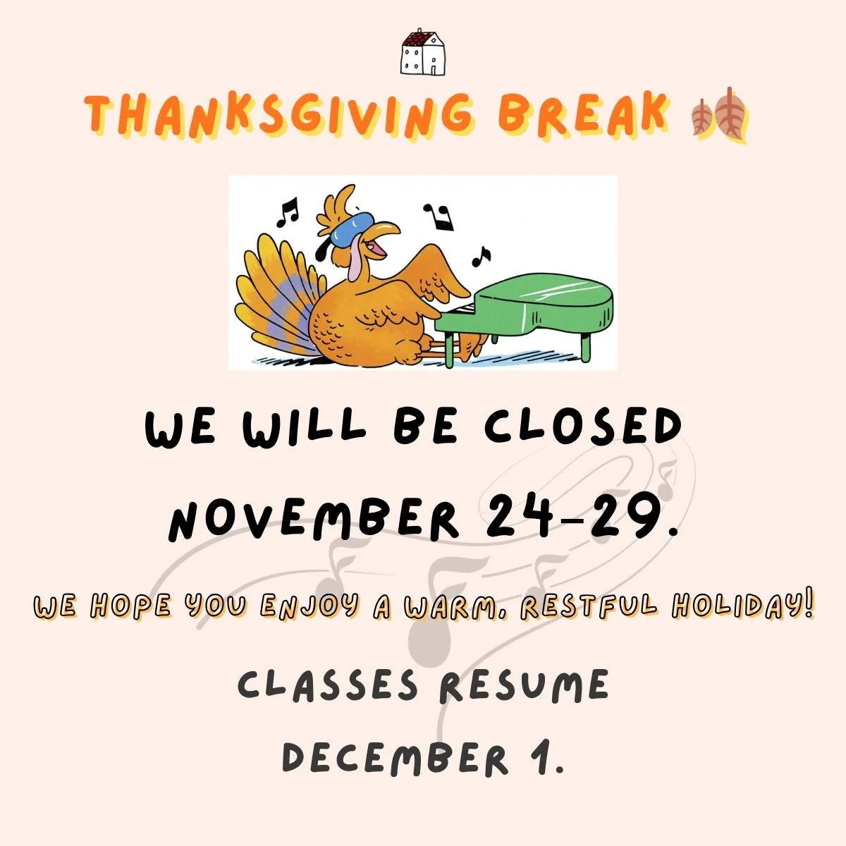 🍂🧡 Thanksgiving Break Reminder!
Farmhouse will be closed November 24&ndash;29 so our students and staff can enjoy a warm, restful holiday.
We&rsquo;re grateful for this amazing community &mdash; enjoy the break, eat something delicious, and we&rsqu