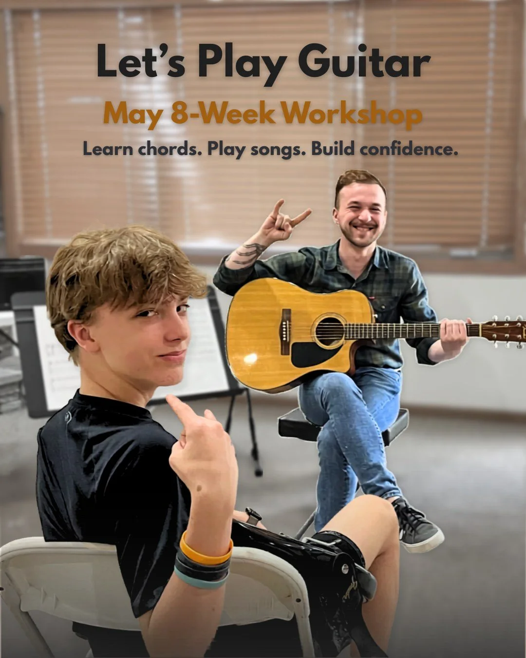 🎸 Guitar 101 starts May 6th in Lakeville!

If you&rsquo;ve been wanting to learn guitar, this is a great place to start. Join us this May in Lakeville to build skills, grow confidence, and have fun making music.

You can enroll on our website or boo