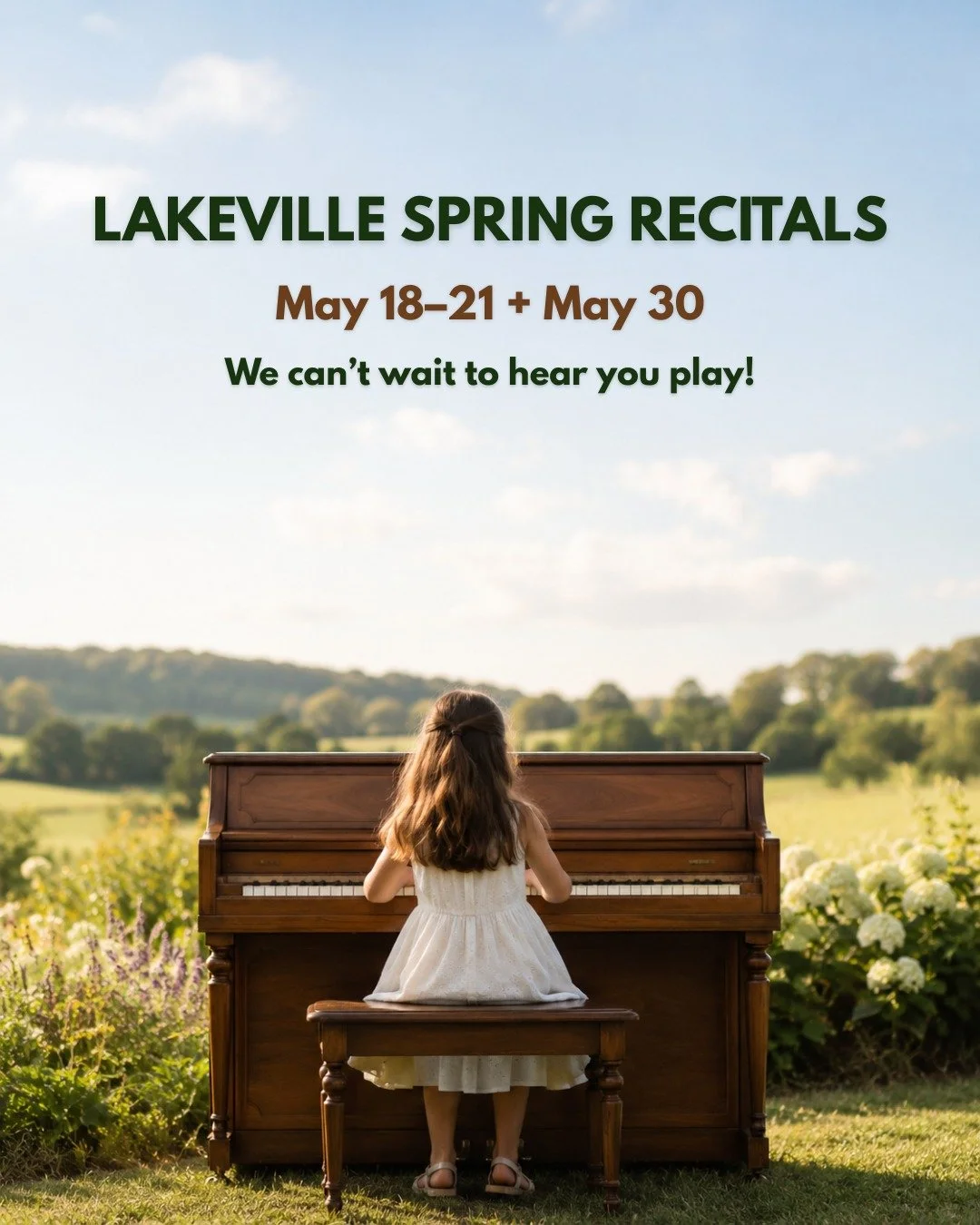 Lakeville Spring Recitals are coming up! 🎶

We can&rsquo;t wait to celebrate our students and hear all the hard work they&rsquo;ve put into their music.

Families, please double-check your email or our website for your student&rsquo;s recital date a