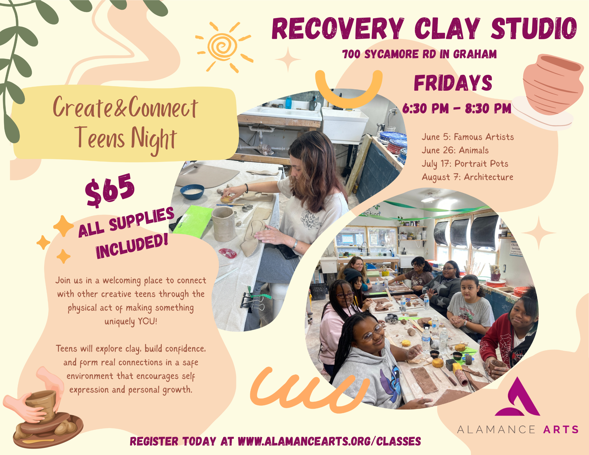 Create & Connect Teens Night at Recovery Clay Studio