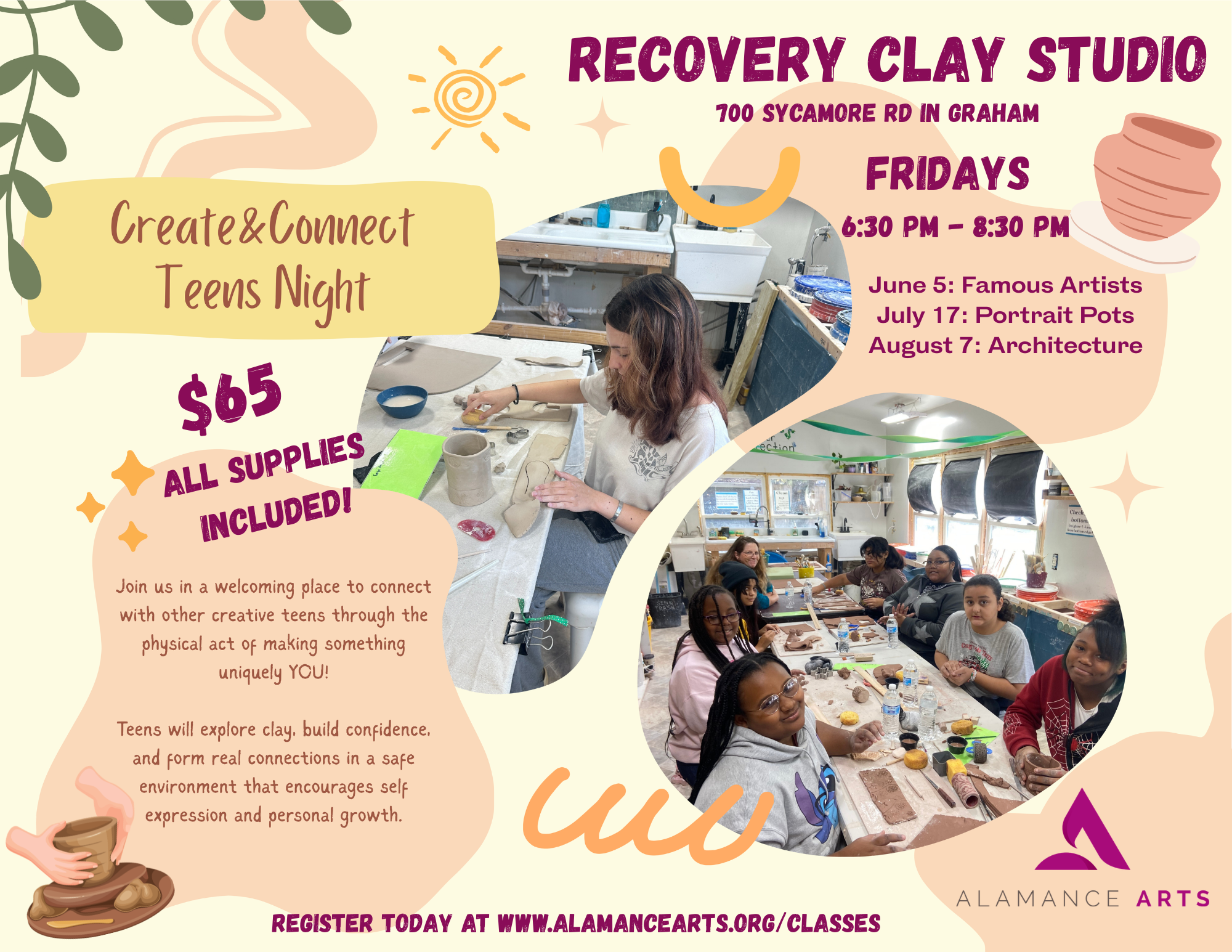 Create & Connect Teens Night at Recovery Clay Studio