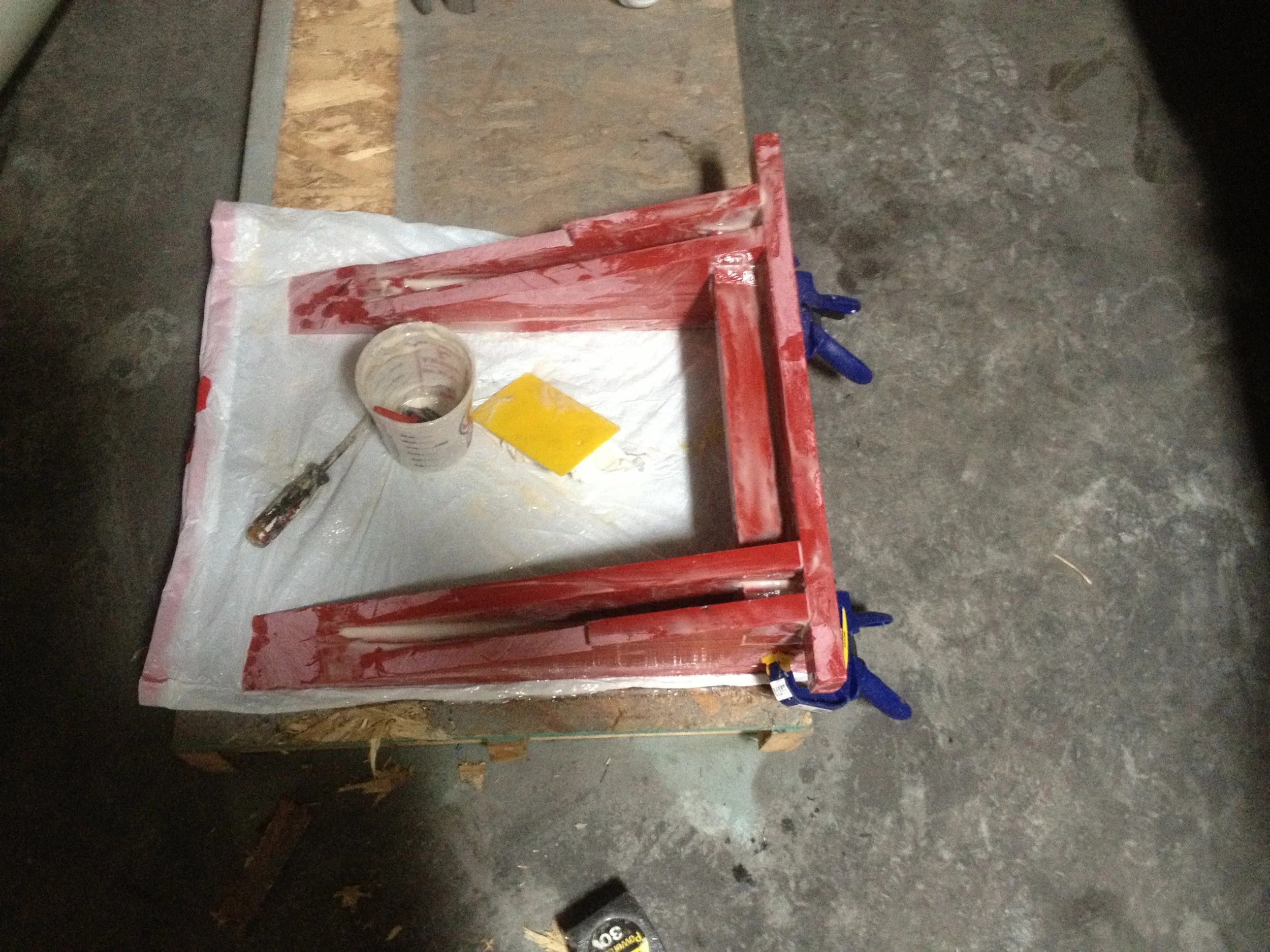 New engine bed being glued up out of GPO3 and West System Epoxy.   