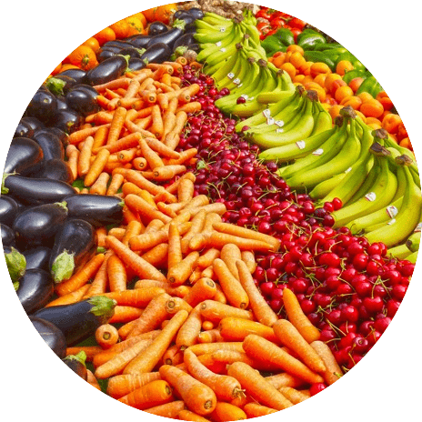 colorful display of vegetables fruits