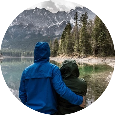 Couple embracing in rainy outdoors