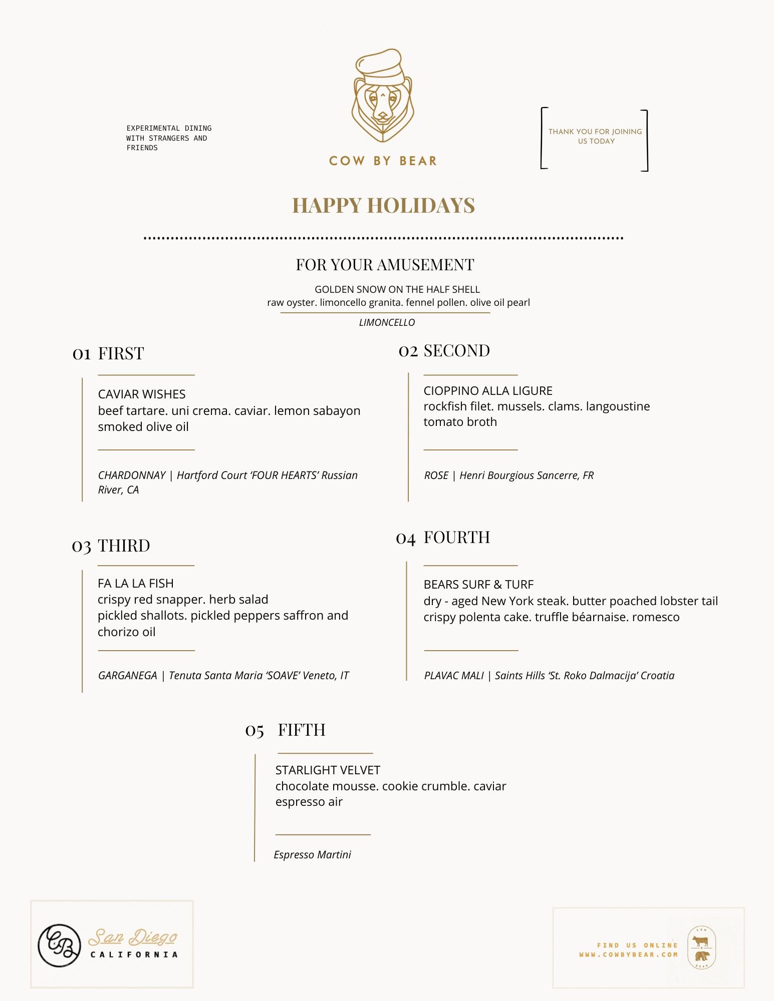 Holiday Chef's Dinner