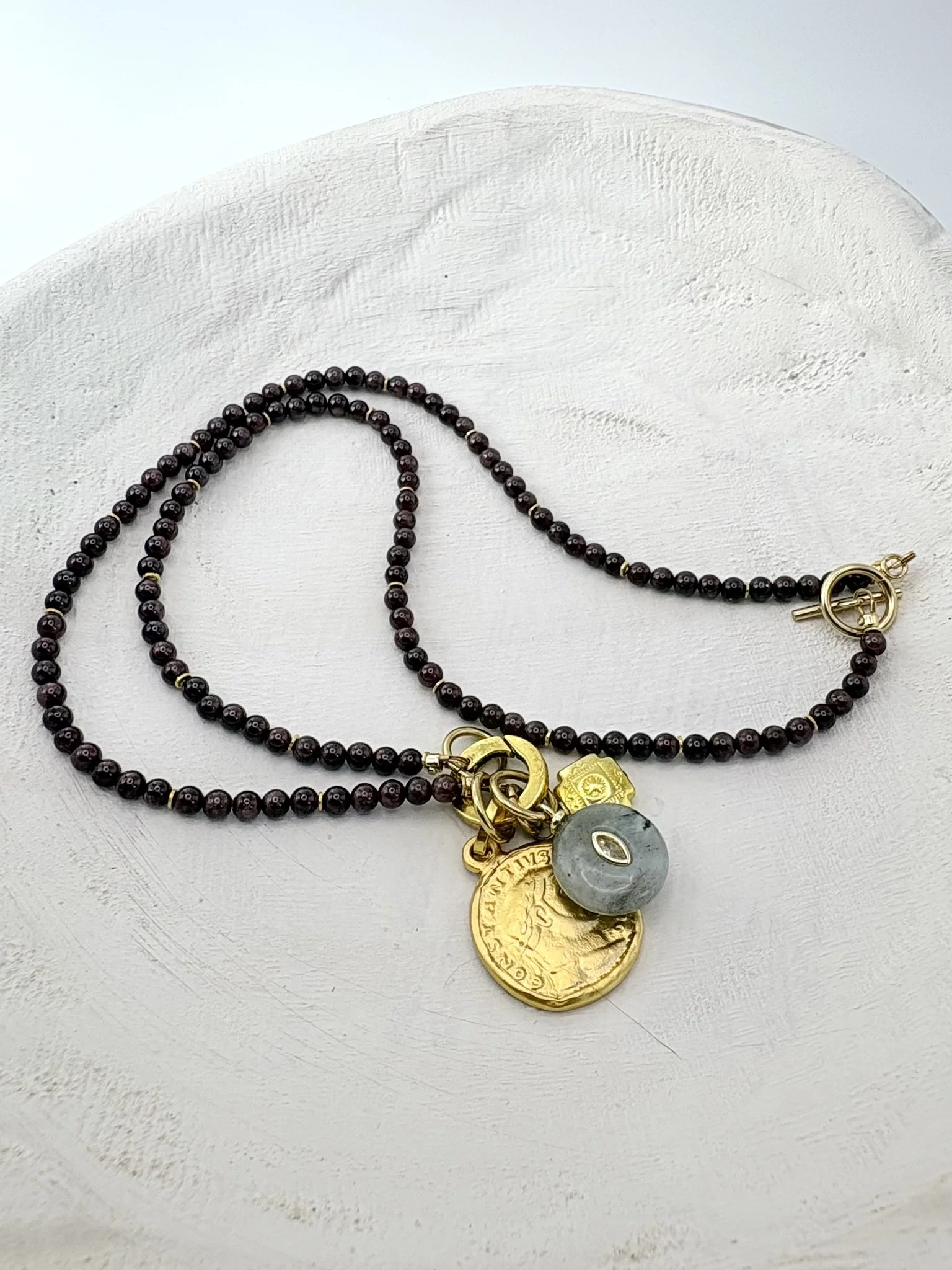 Garnet Gemstone Charm Necklace