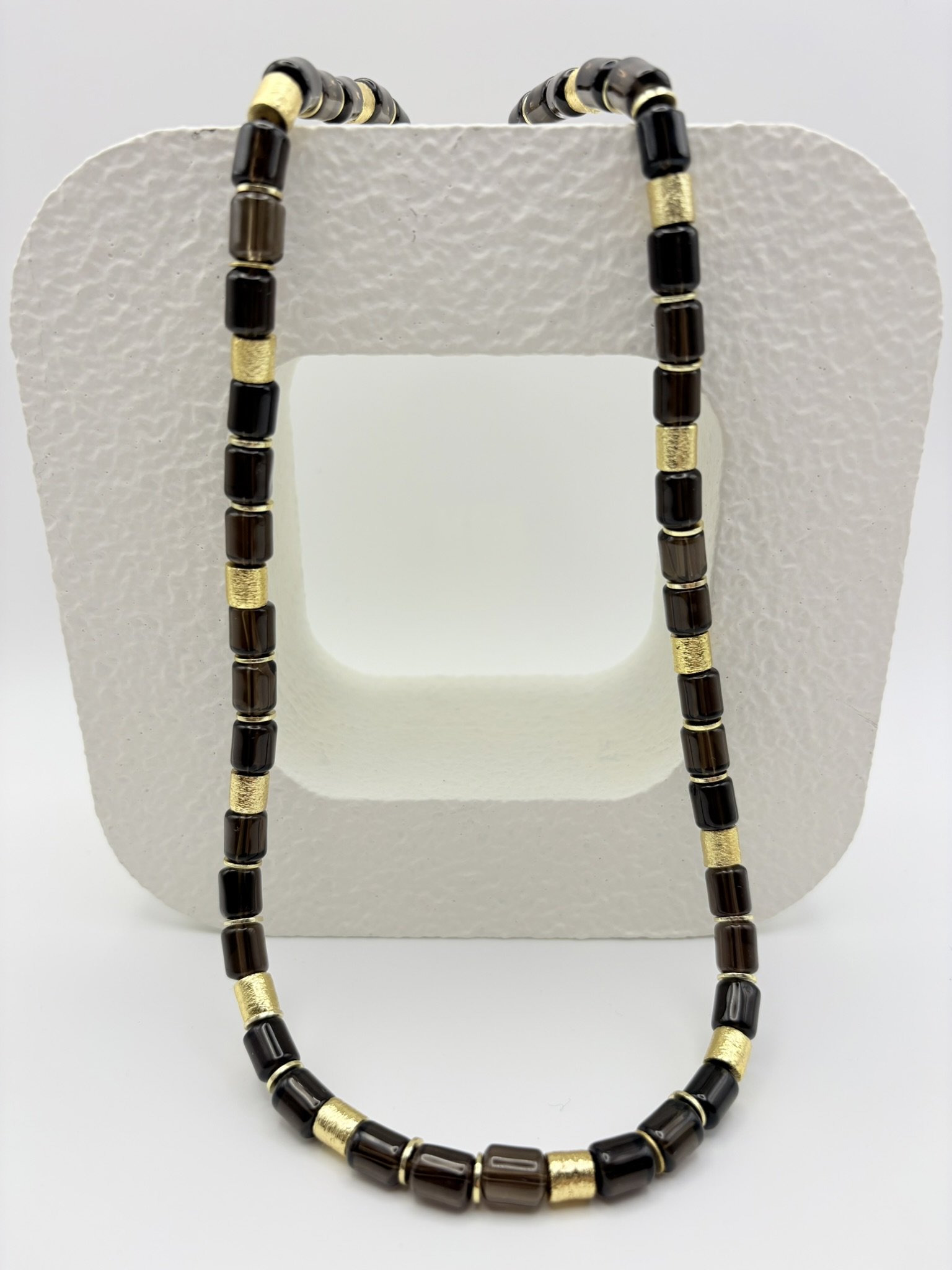 Smoky Quartz Tube Bead Necklace