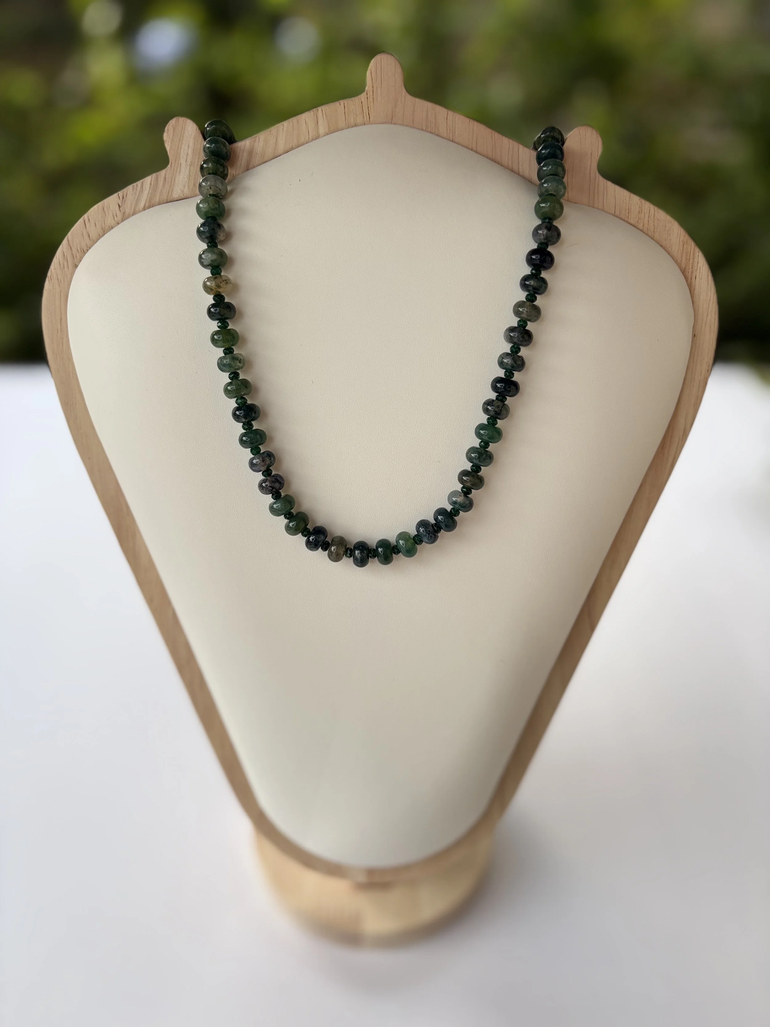 Moss Agate Rondelle Necklace