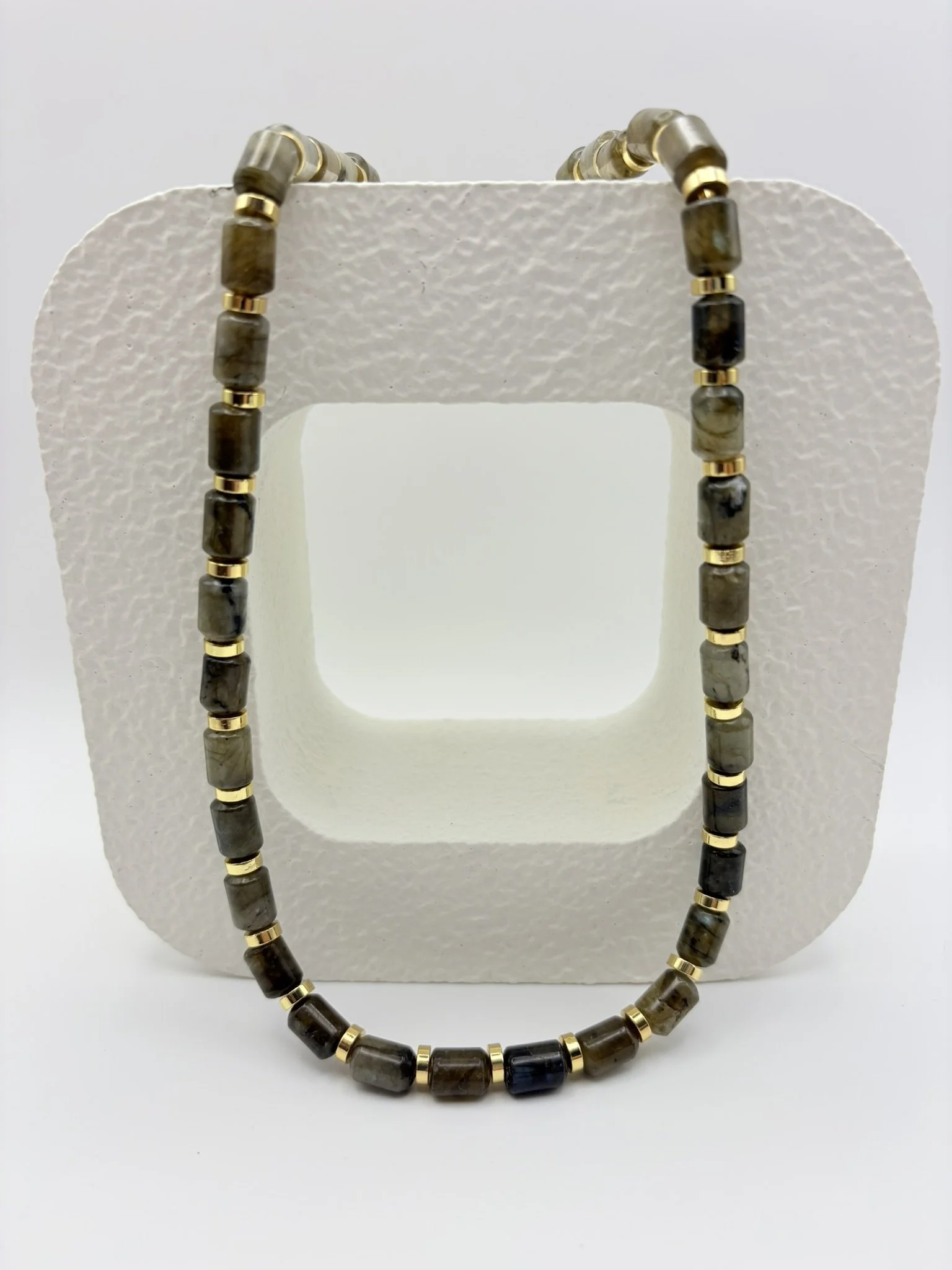 Laboradorite Tube Gemstone Stacking Necklace