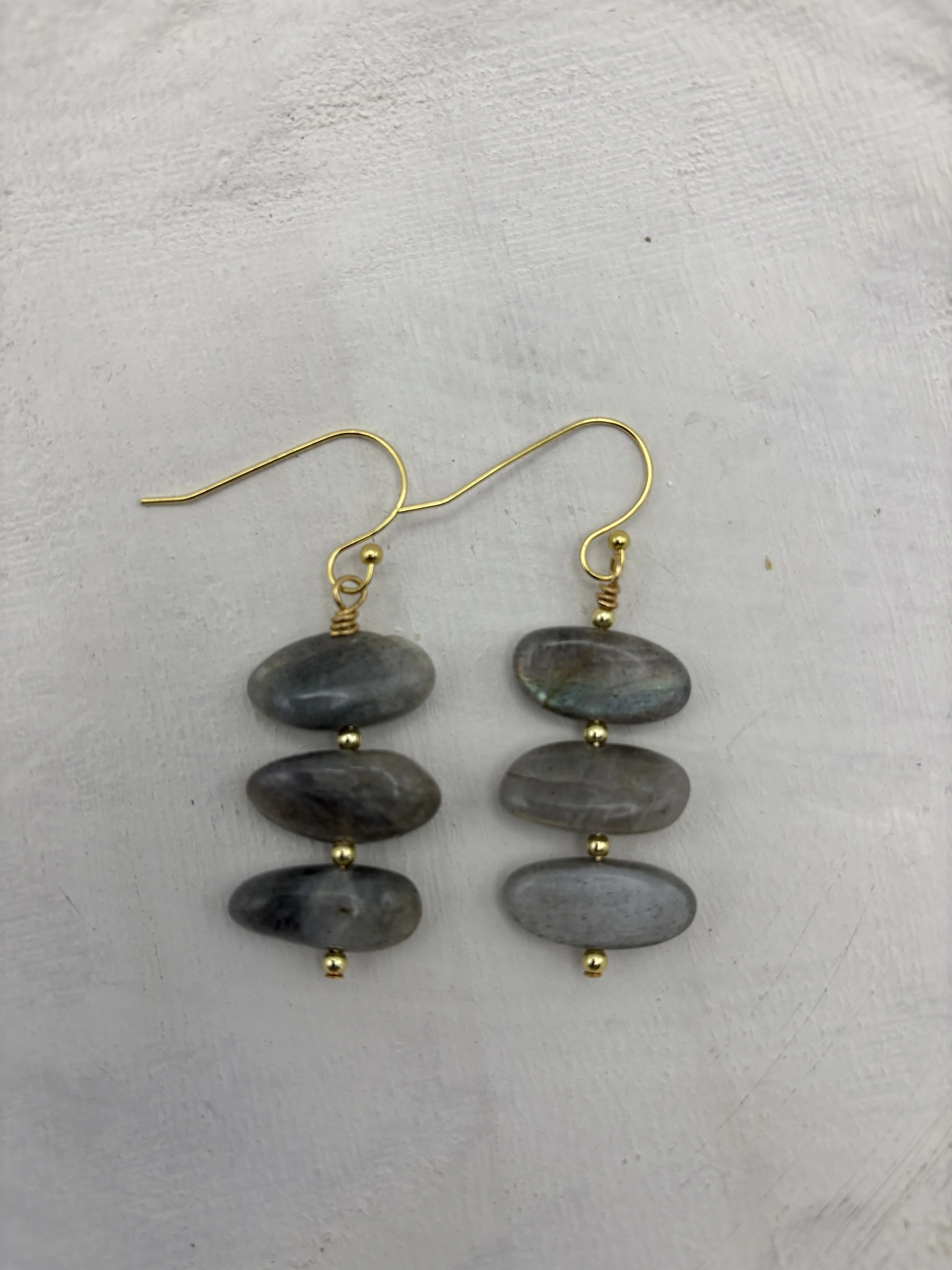 Laboradite Horizontal Stacked Earrings