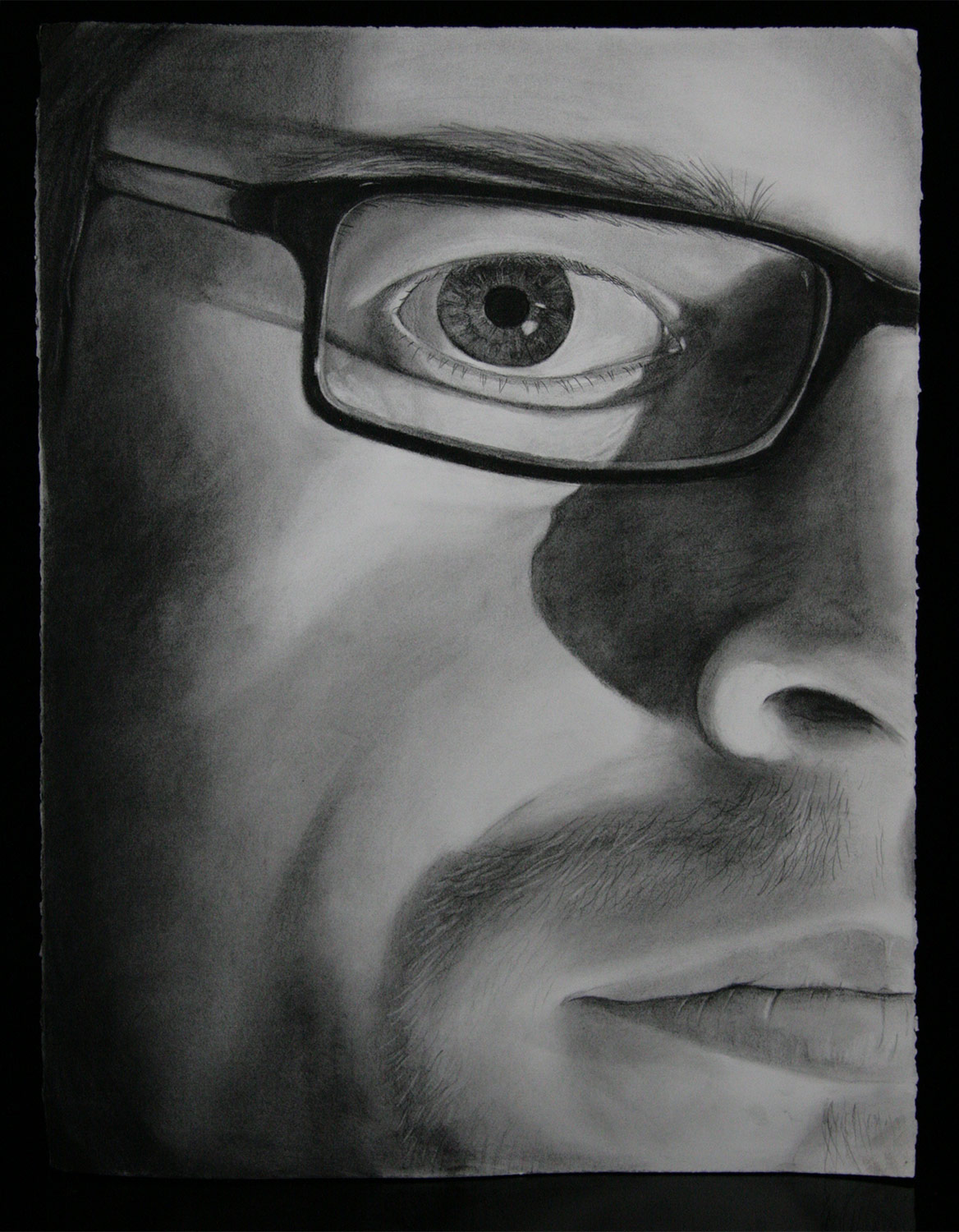Charcoal self portrait, 22"x32"