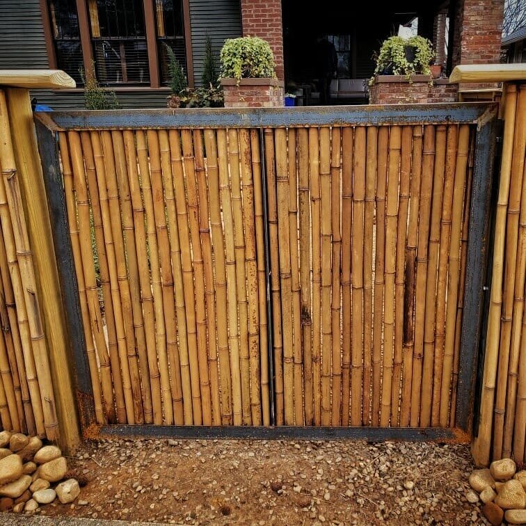 A custom bamboo gate to match the bamboo fence. A fun project that turned out pretty sweet.