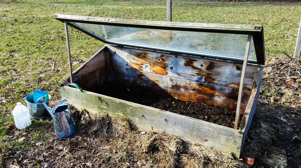  This cold frame will allow us to start salad greens earlier than normal by keeping the seeds and tender plants safe from the still-cold and unpredictable April weather. 