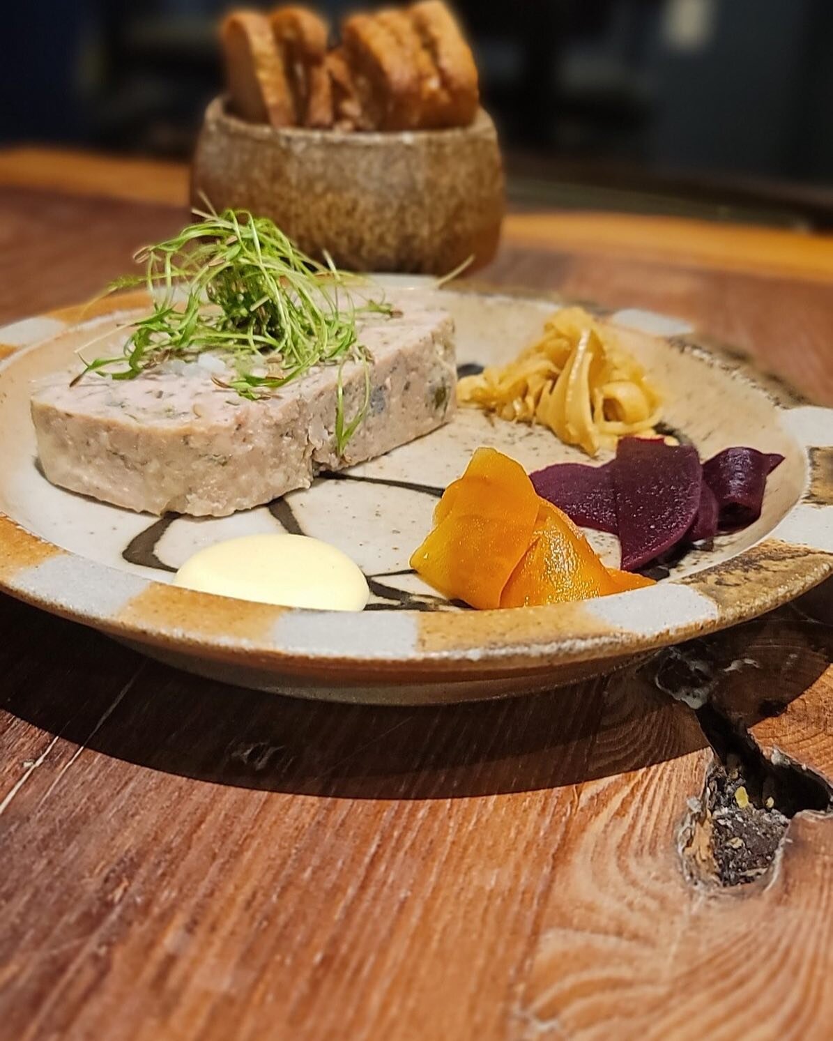 We are truly working our way through the pig.

This week we are introducing this Spring country pork pate with mushrooms and green garlic, pickled vegetables, and Dijon aioli 

It&rsquo;s earthy, coarse and delicious - just like us. 

By the way, you