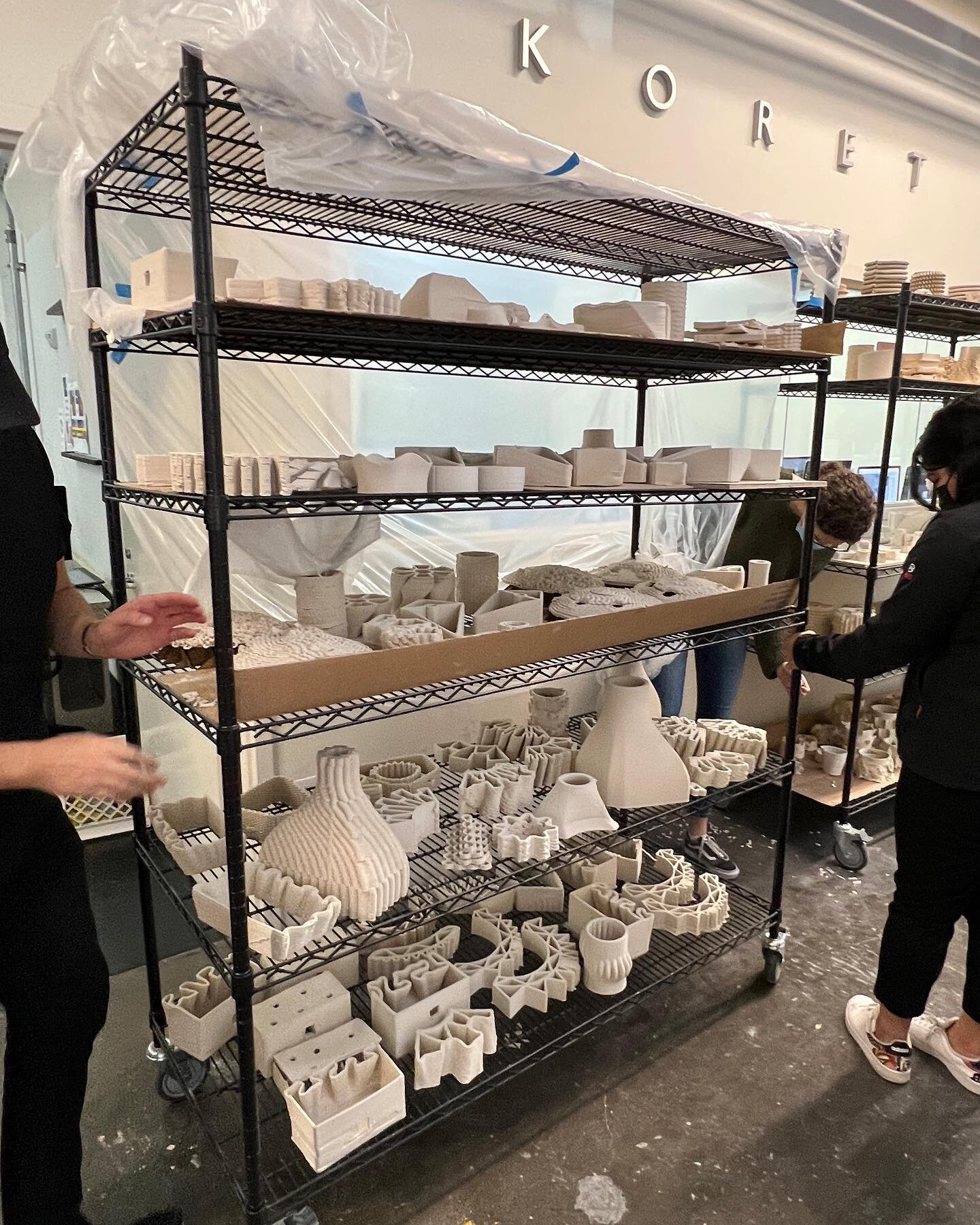 Today: loading the kilns with components designed and fabricated by students in the Ecological Tectonics seminar led by Adam Marcus @radadam. Students are designing modular 3d-printed ceramic systems that serve as habitats for a variety of plants and