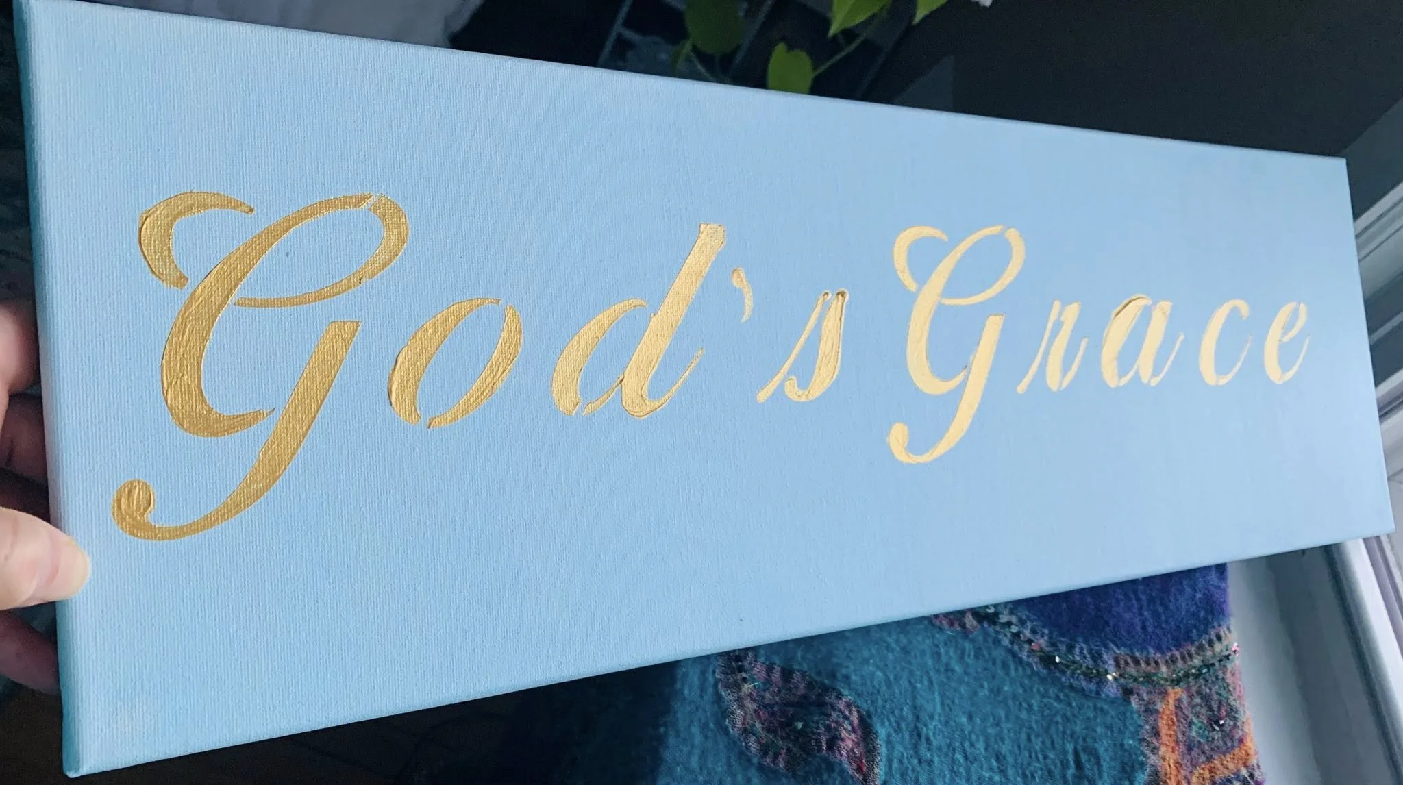 Home decor inspirational wall signs 8 x 24 : God's Grace