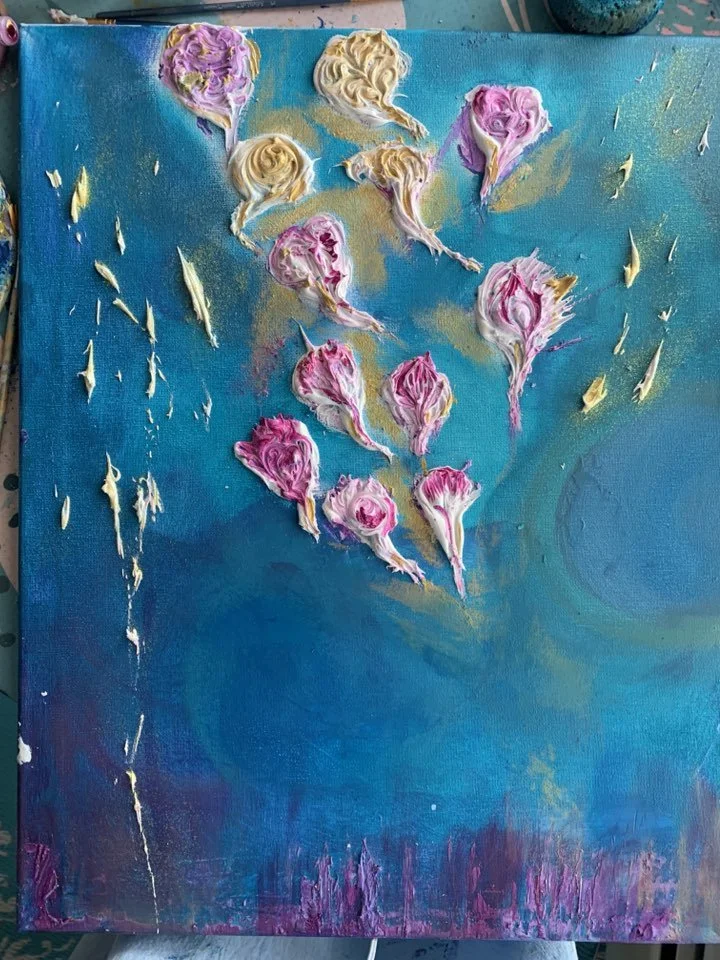 "Redemption takes love to another dimension" spiritual art painting 16 x 24