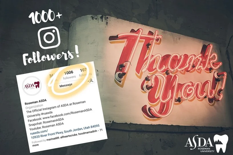 We broke the 1000 followers barrier on Instagram! Thank you to all our followers for helping us go Above & Beyond while sharing our #ASDAfever 🚀 #ASDAnet #RUASDA @dentalstudents
