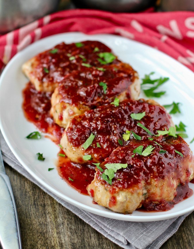 Pork Chops with Cranberry-Maple Pan Sauce