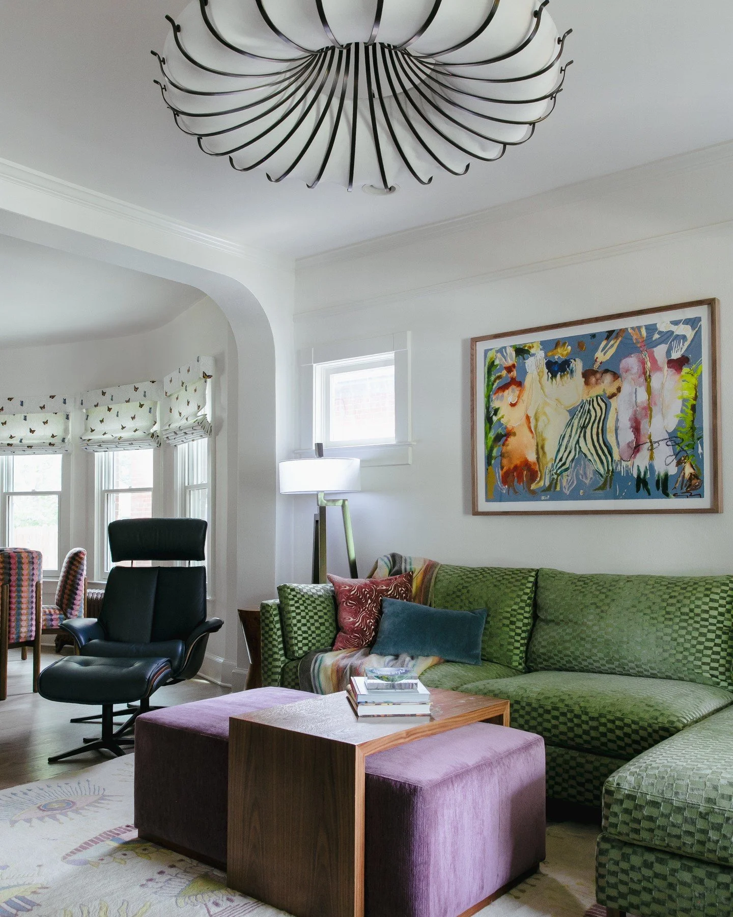 This room doesn&rsquo;t whisper &mdash; it welcomes you in.

A playful mix of color, pattern, and comfort that makes everyday living feel anything but ordinary.

.
.
.
photography: @jordankatzinteriorphotographer

#atelier #interiordesign #livingroom