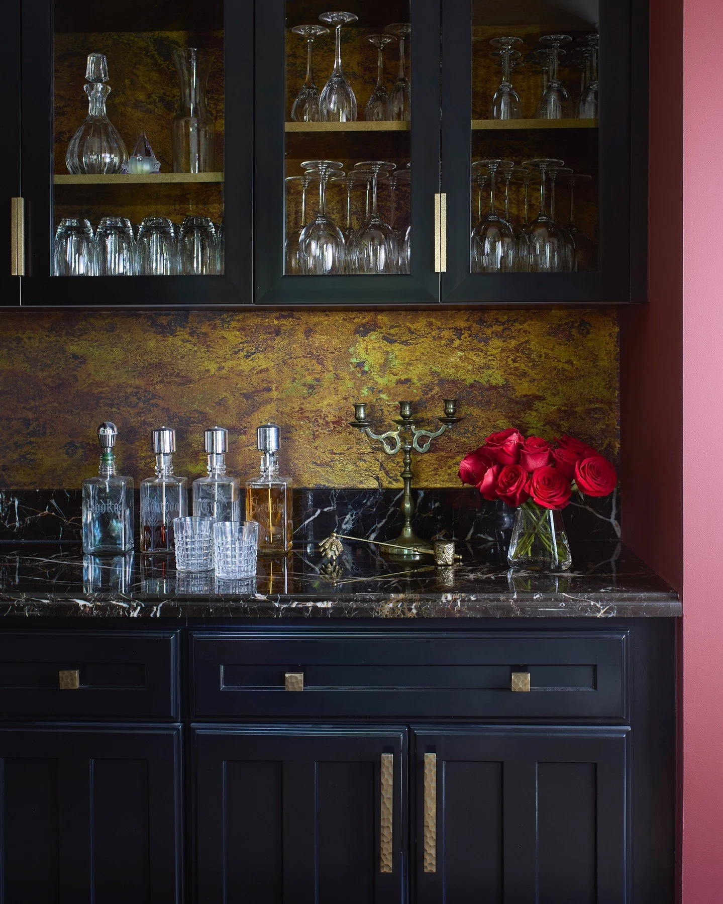 Not a floral in sight, and we&rsquo;re still obsessed. We leaned into the mood here with rich tones, layered finishes, and a little edge. It&rsquo;s the kind of bar that makes you want to linger, mix something strong, and pretend you&rsquo;re not che