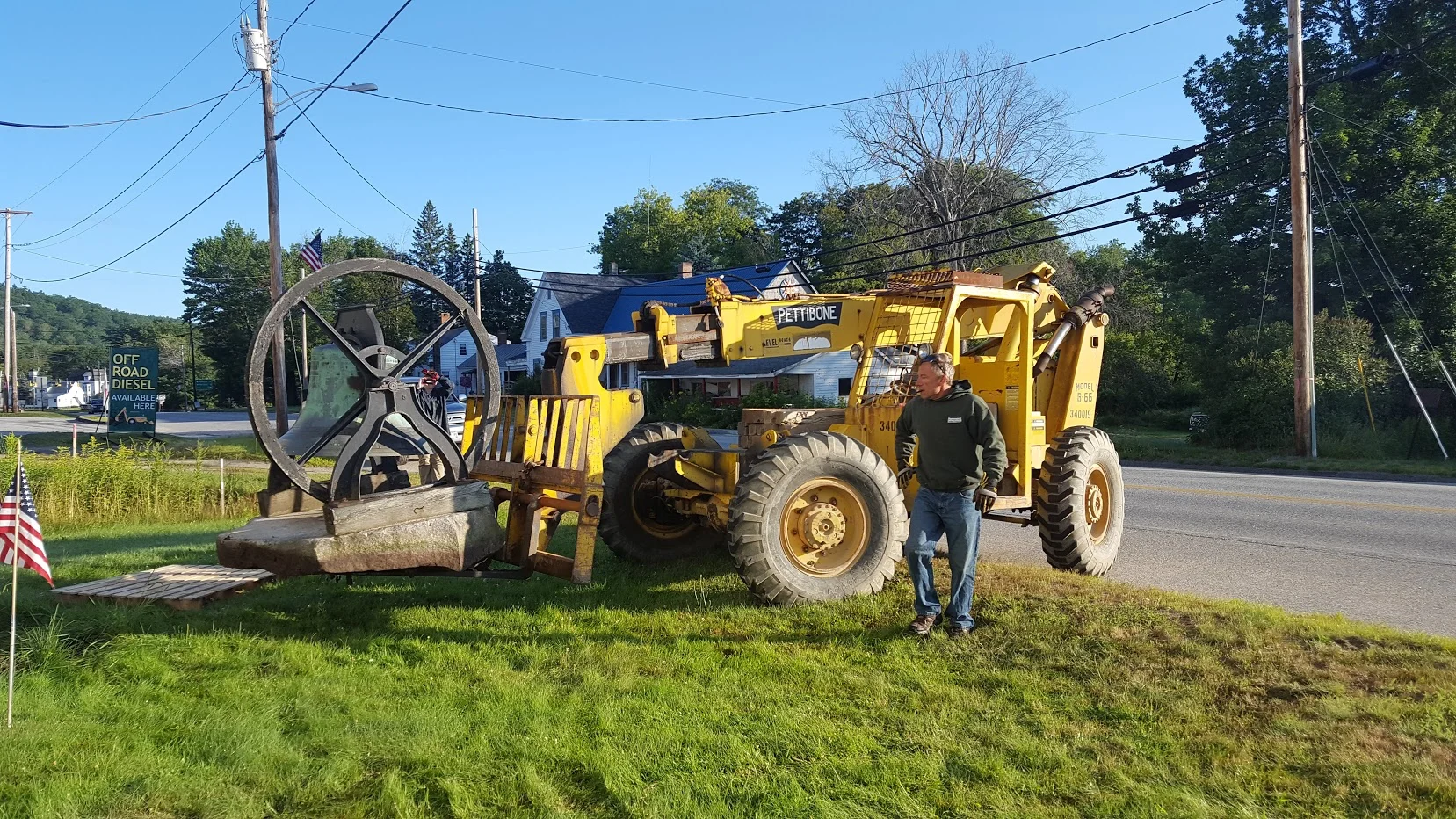 Moving the bell and grindstones before demolition starts.