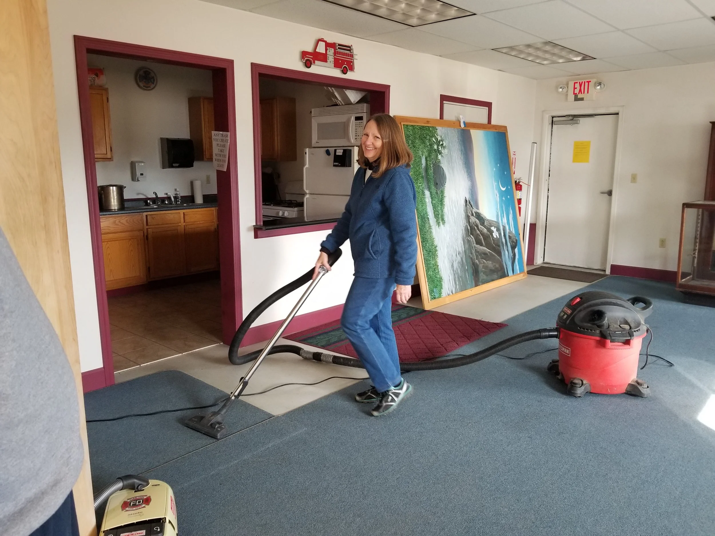 Cleaning up ~ THANK YOU Canton Volunteer Fire Department for allowing us to store items.