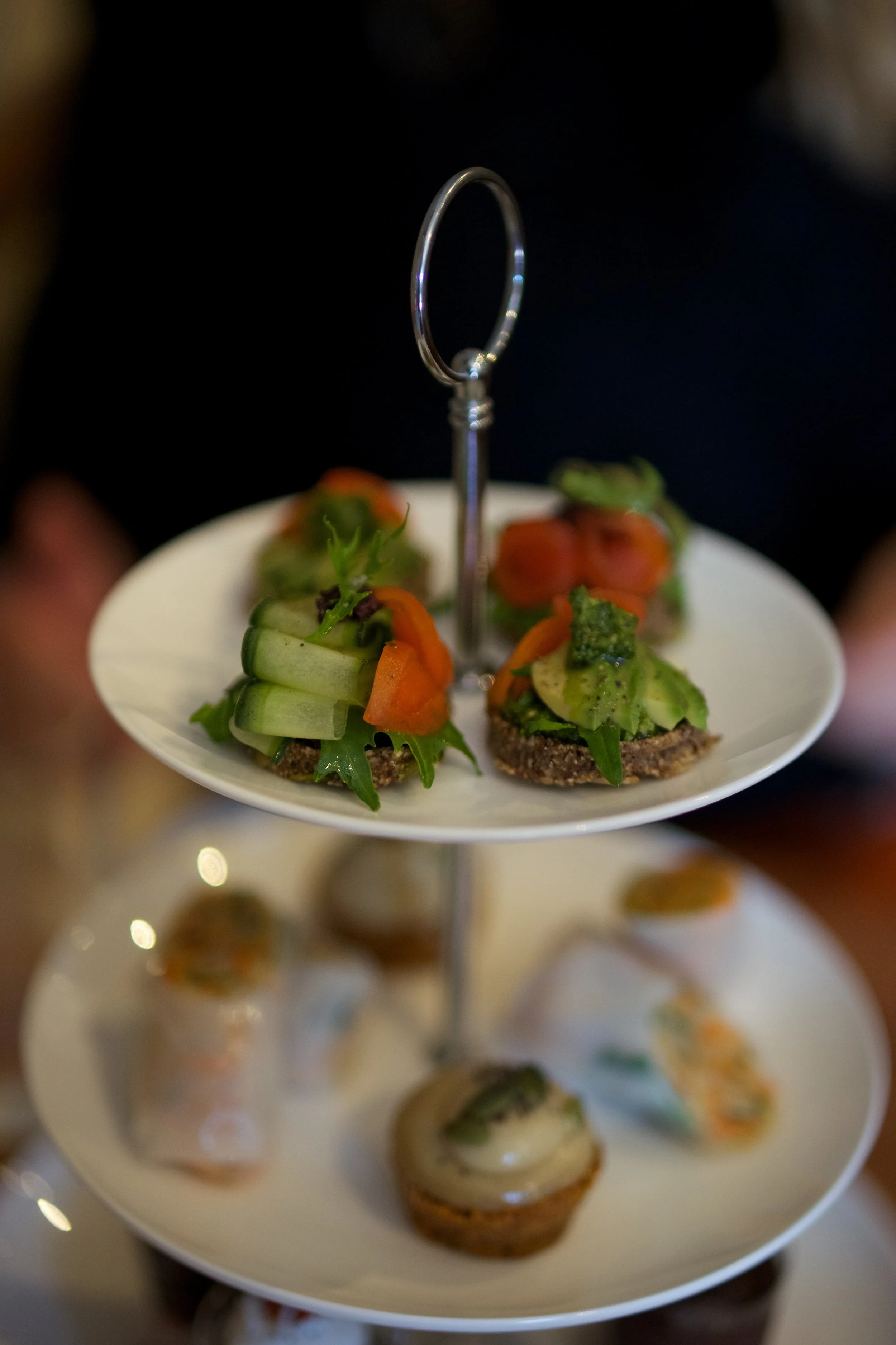 Savoury delights at the top in the form of Nordic style open sandwiches.