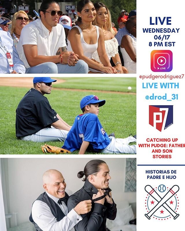 Tonight LIVE with my son @drod_31, at 8 P.M. ET can&rsquo;t wait to catch up with him and learn more about some ⚾️ stories 👍💪 Mi gente est&aacute; noche a las 8 P.M. ET LIVE con mi hijo Dereck! 🇵🇷👏 #LIVE #Instagramlive #catchingup #fathersday #f