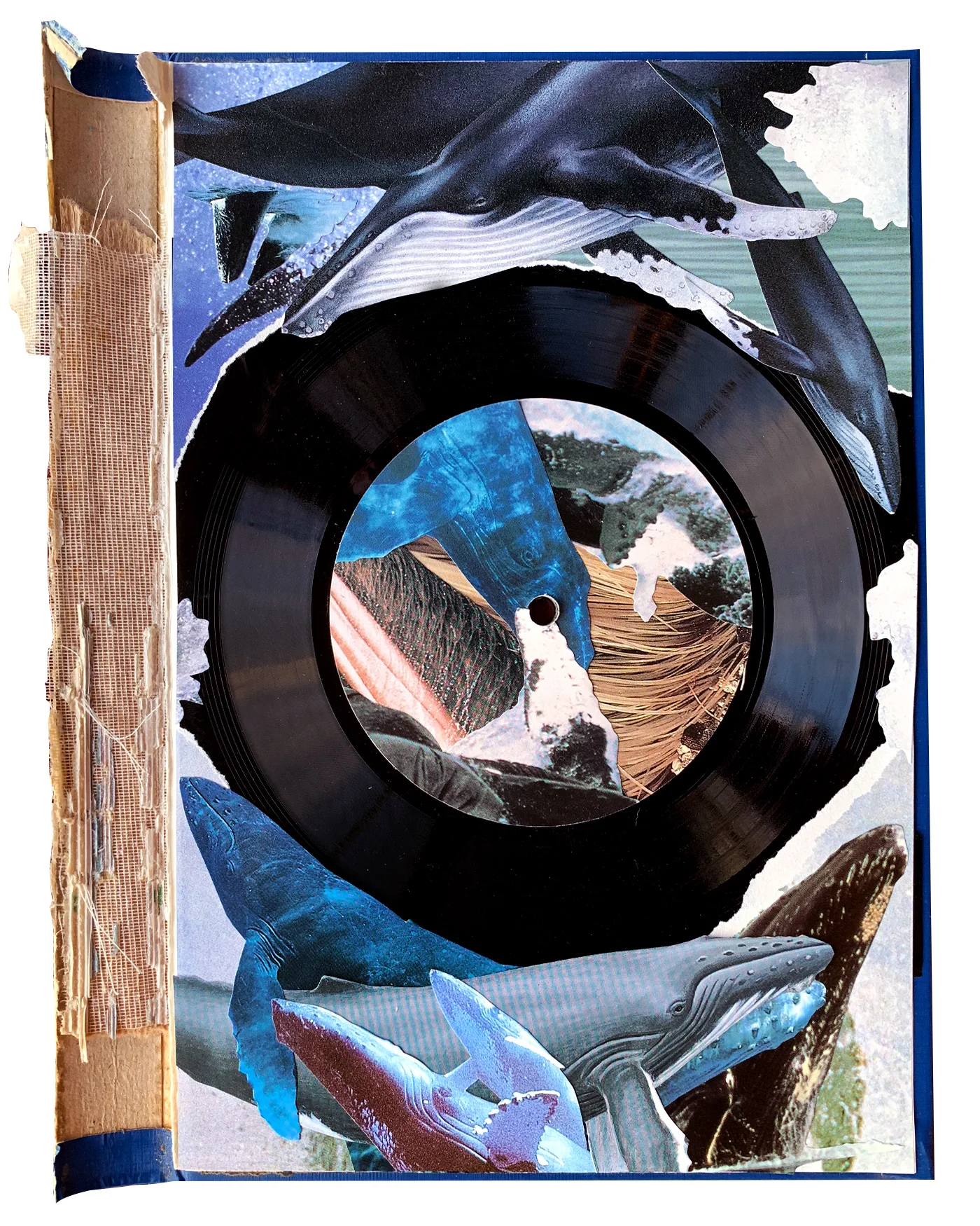 Baleen (2019) playable collage with vinyl flexidisc on card book jacket