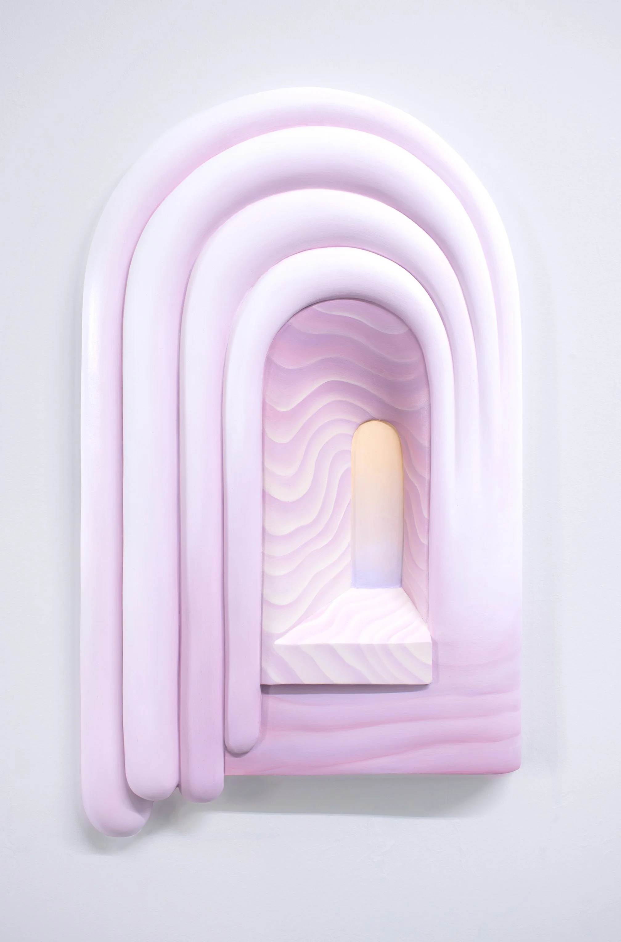 Solarium, 2025 oil paint, marble dust on carved panel 26 x 16 x 2 inches