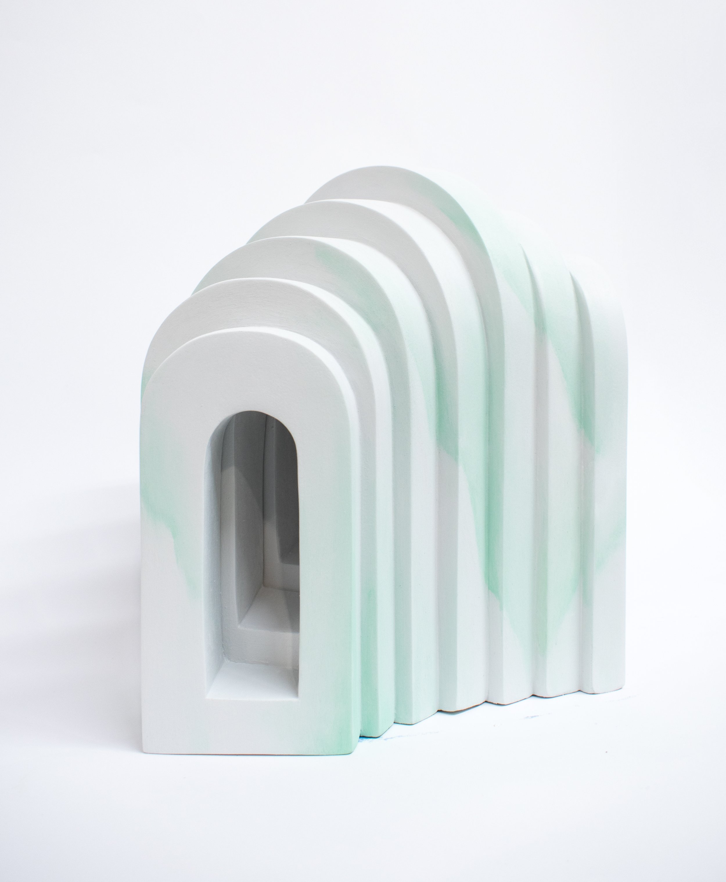 Reconstructor, 2025 oil paint, marble dust, carved resin 12" high x 11" wide x 8" deep