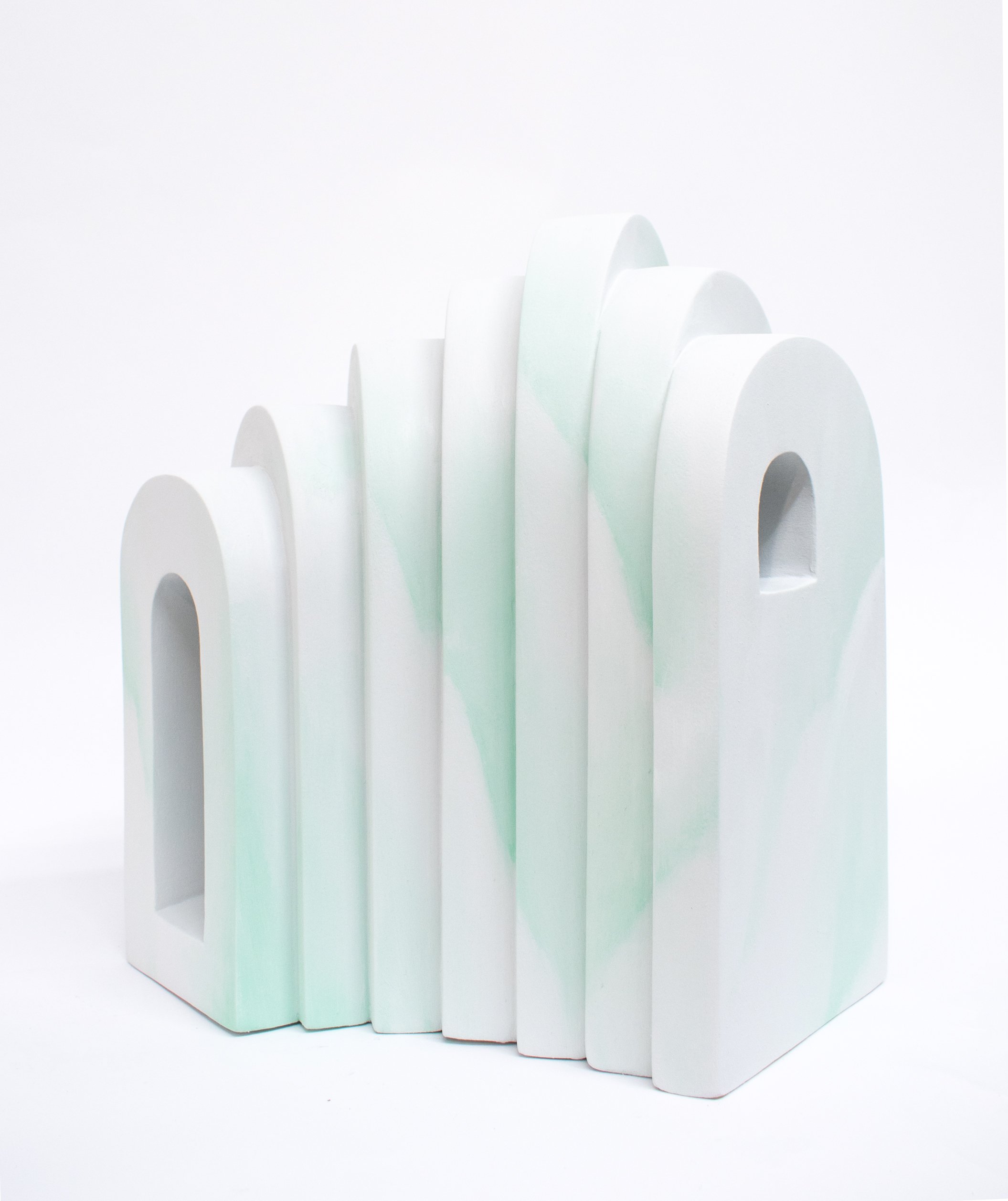 Reconstructor, 2025 
oil paint, marble dust, carved resin 
12" high x 11" wide x 8" deep