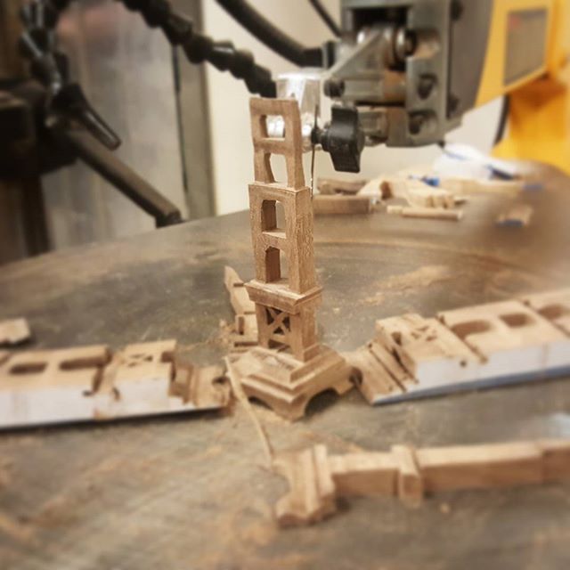 Having some #woodshop fun away from the laser today. Golden gate tower made on the scroll saw, kind of like #oldschool #lasercutting #sanfrancisco #goldengatebridge #picoftheday #makersgonnamake