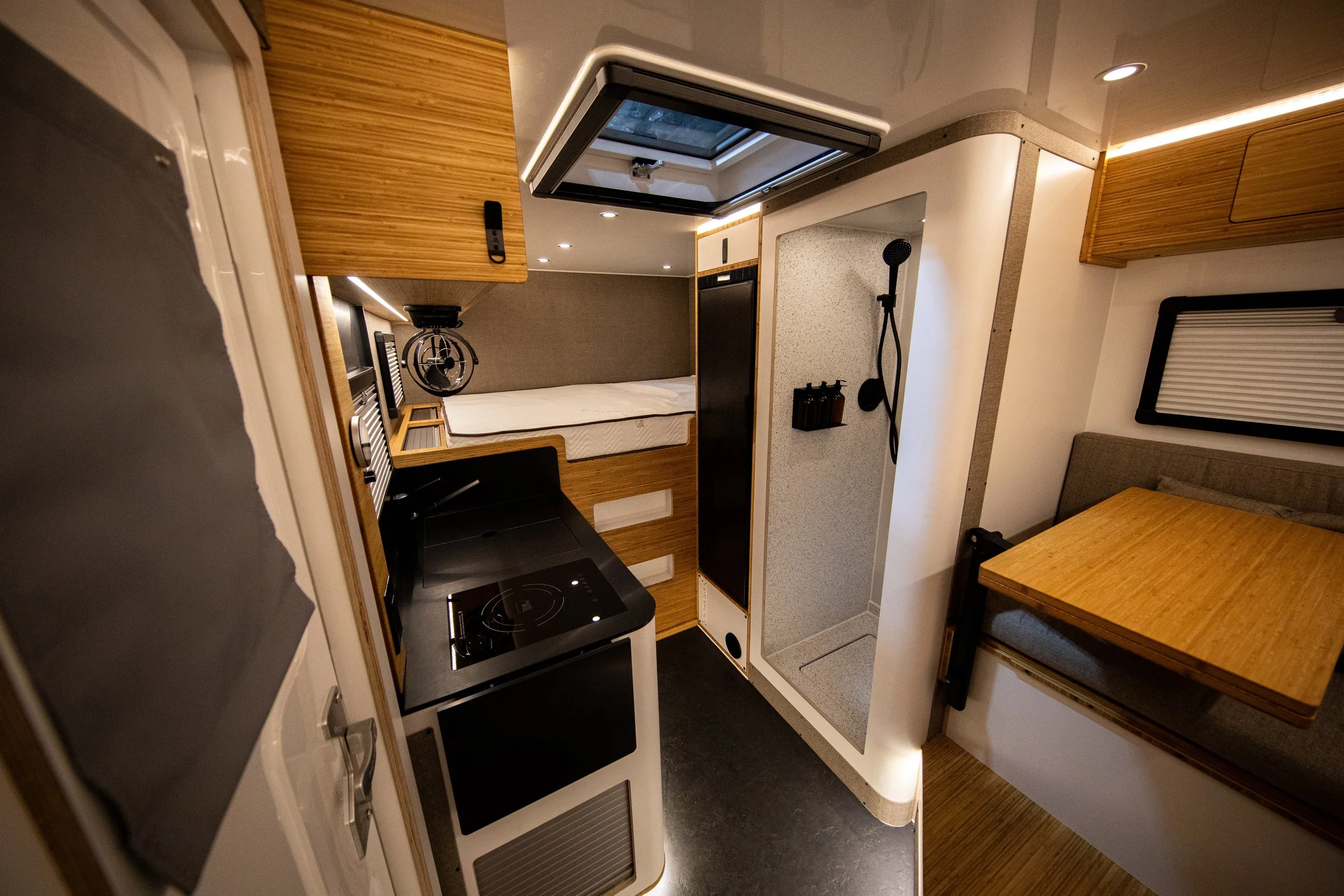 Interior custom conversion of a Unimog Camper Truck