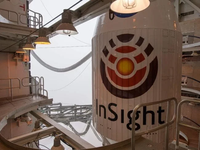 The United Launch Alliance (ULA) Atlas-V rocket with NASA's Insight spacecraft on-board awaits launch at Vandenberg air force Base in California. Picture: AFP Source:AFP