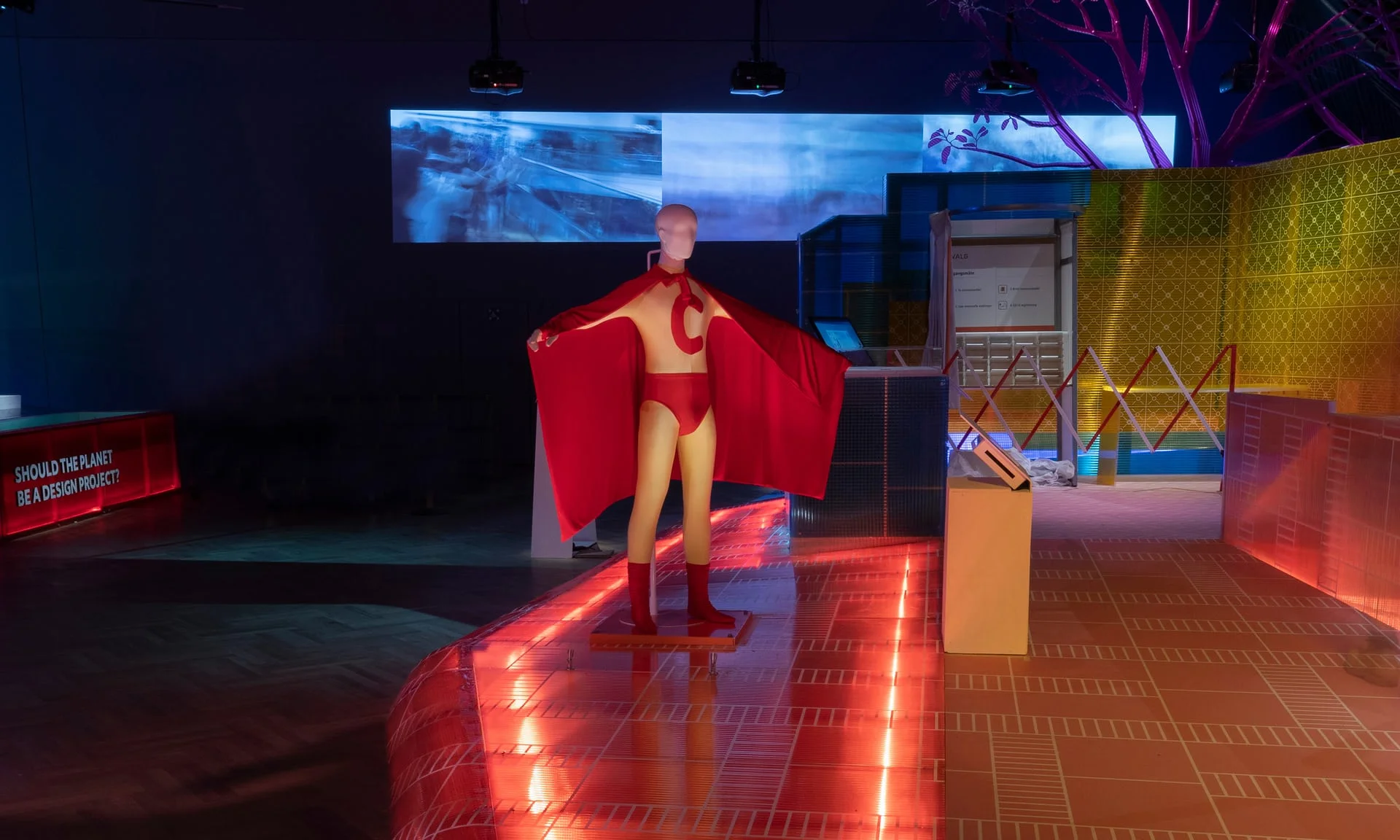The Marvel-style ‘super citizen’ outfit worn by former mayor of Bogotá, Antanas Mockus. Photograph: Victoria and Albert Museum London