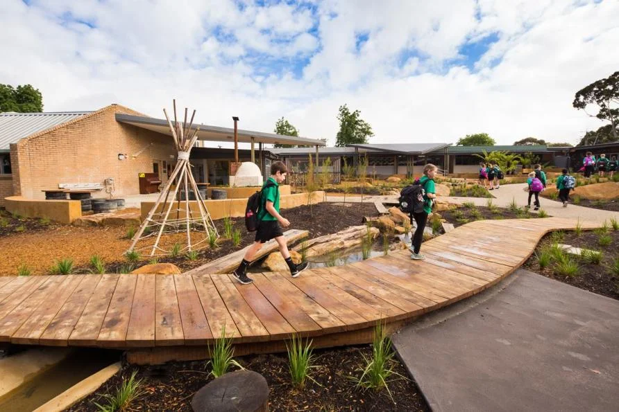 Outdoor learning environments are becoming increasingly important aspects of school design, like this space at Eastwood Primary School in Ringwood East, designed by Crosier Scott Architects with RB Landscapes. Picture: Casamento Photography