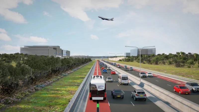 Anothger artist’s impressions of the driverless vehicle between Liverpool and Western Sydney Airport.